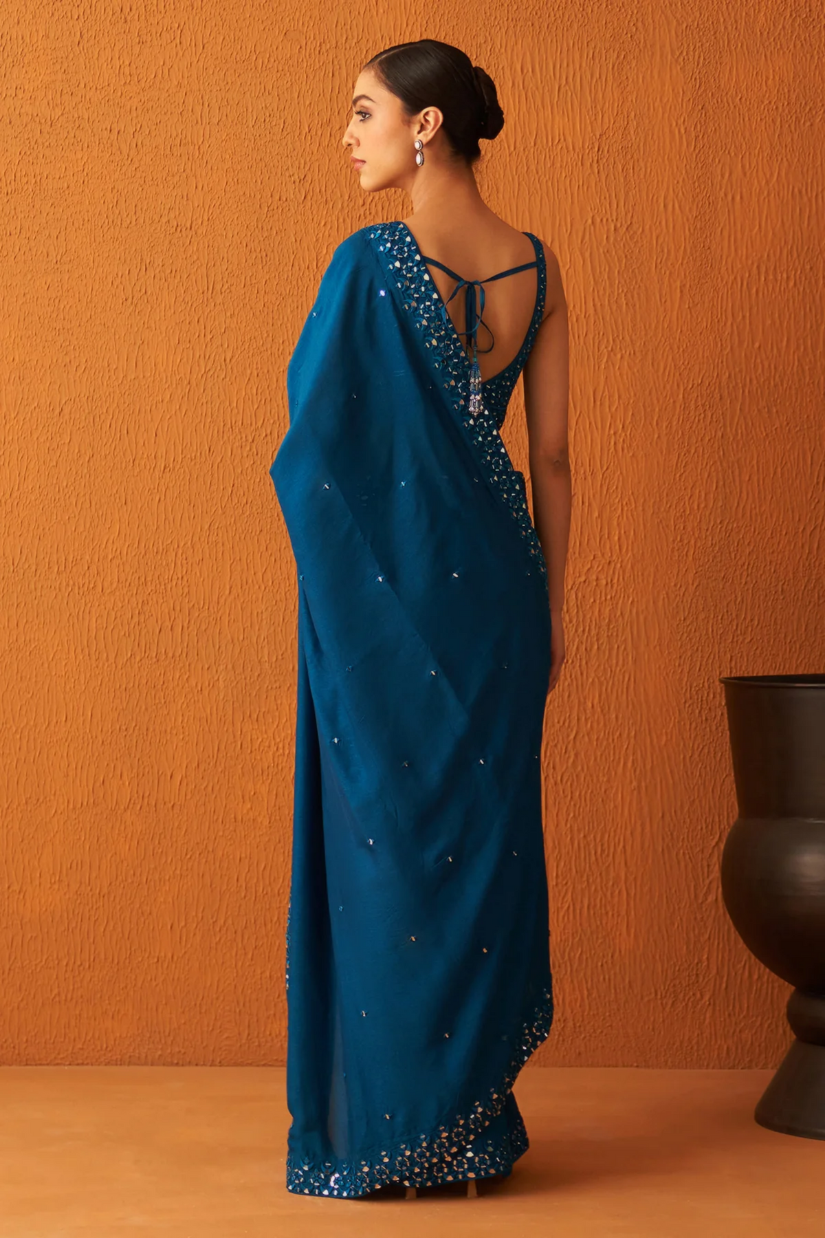 Peacock Blue Silk Saree