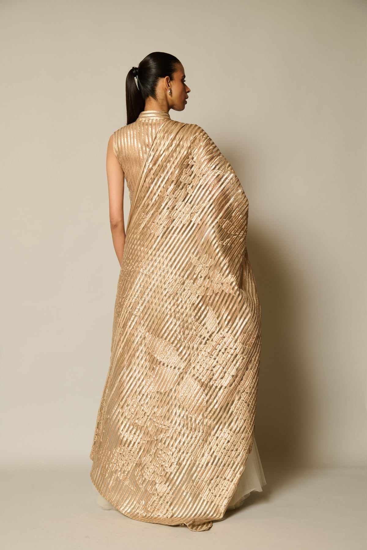 Checkmate Gold Shadow Strip Dupatta