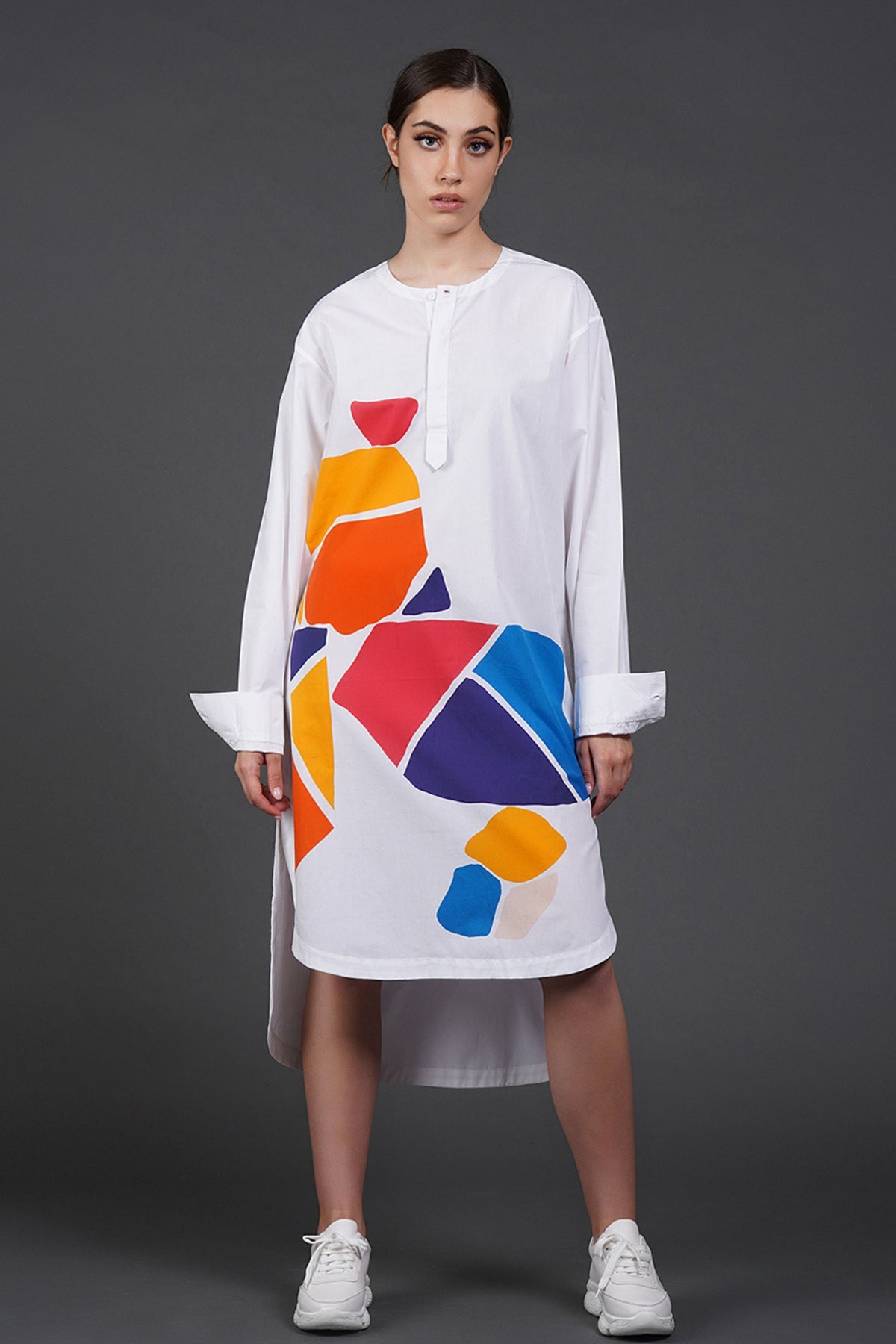 Offwhite Cotton Digtal Print Dress