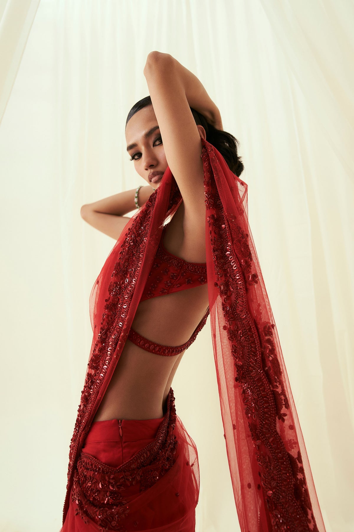 Red Lina Saree with Blouse