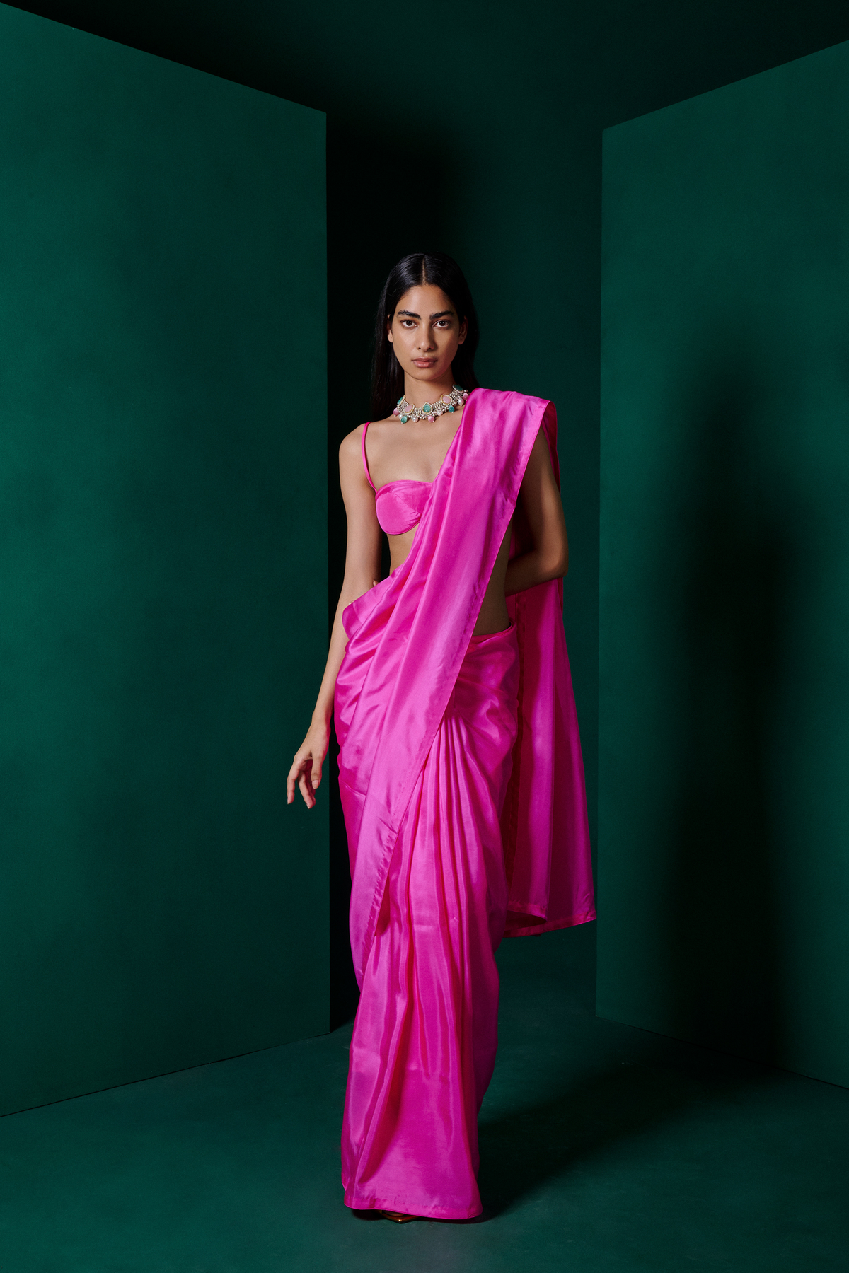 Handwoven Fuschia Pink Silk Sari