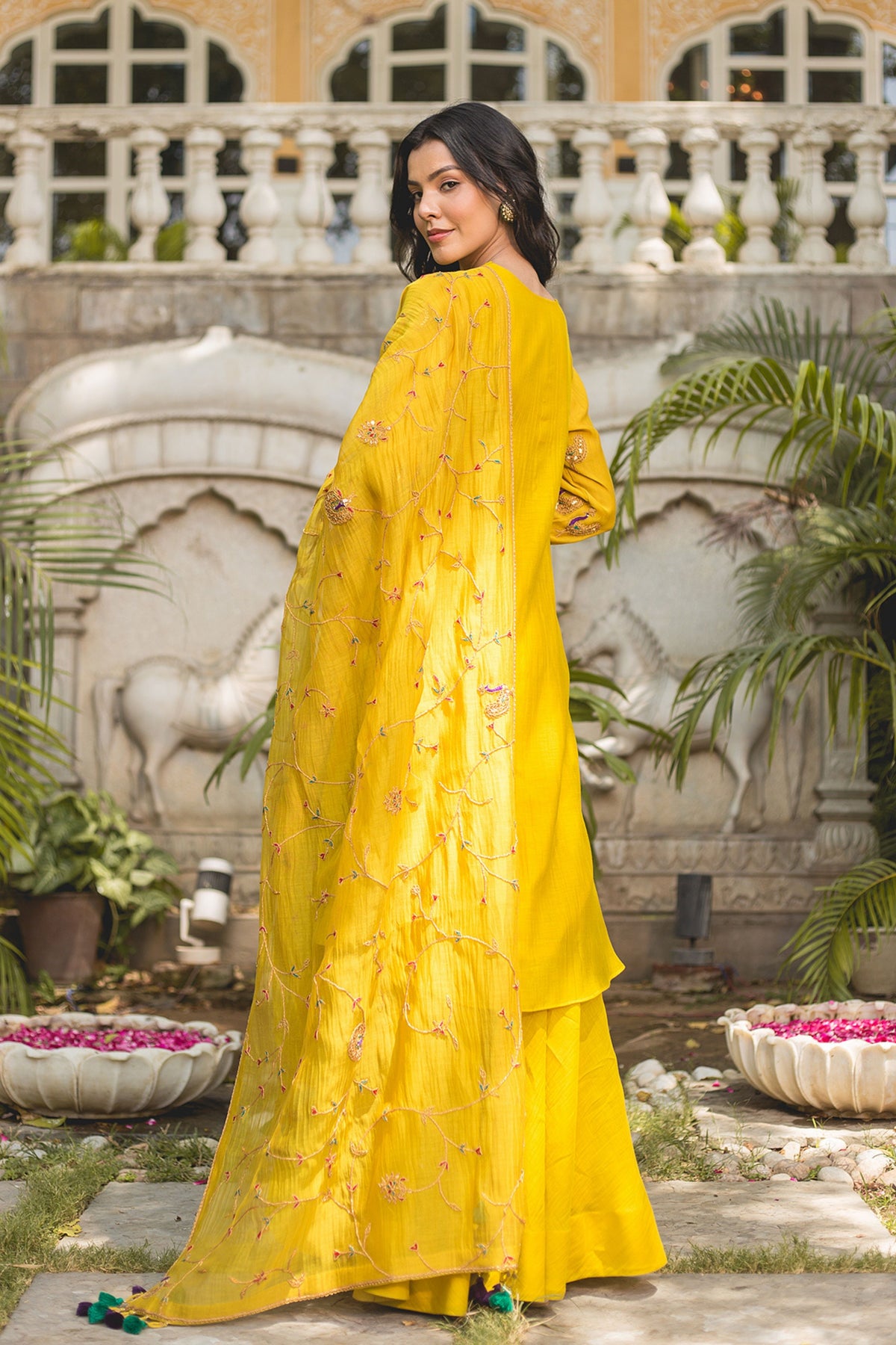 Lime Yellow Sharara Set