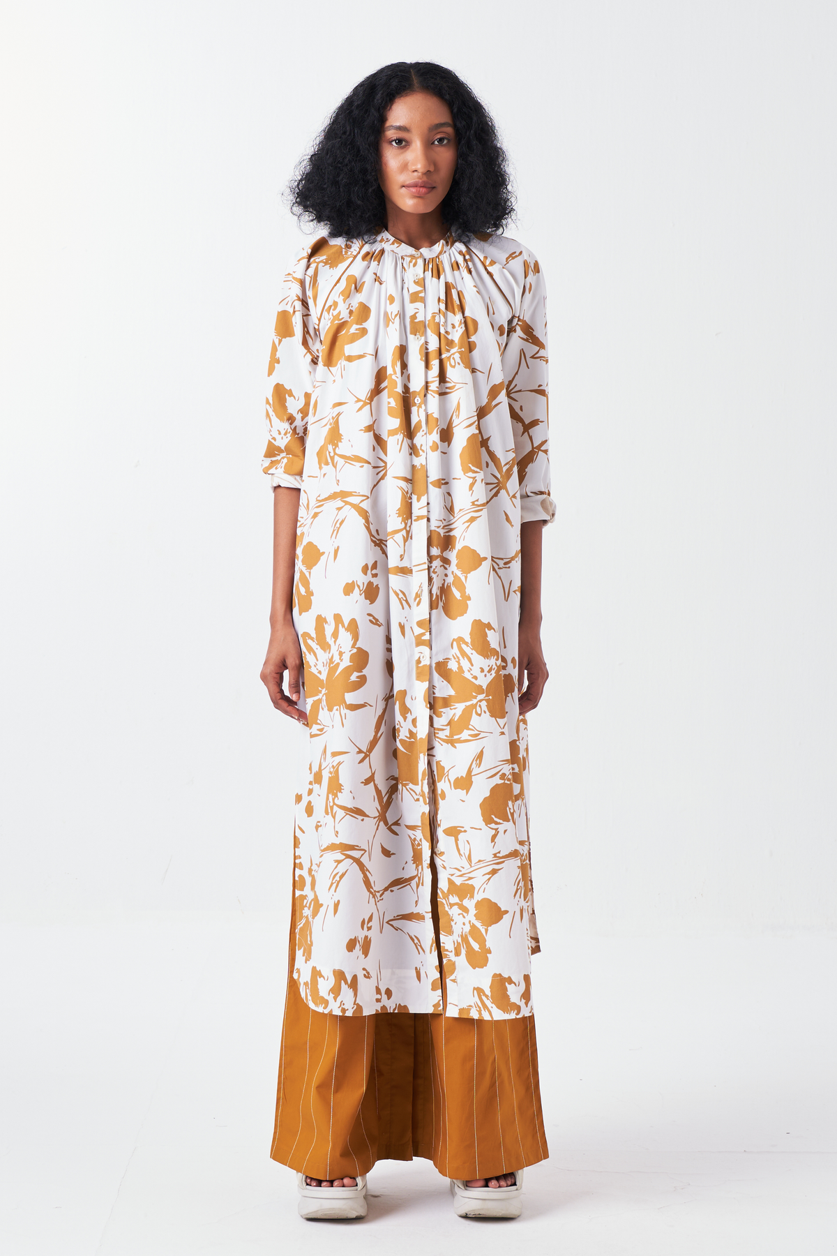 Gather Neck Shirt Co-ord Set