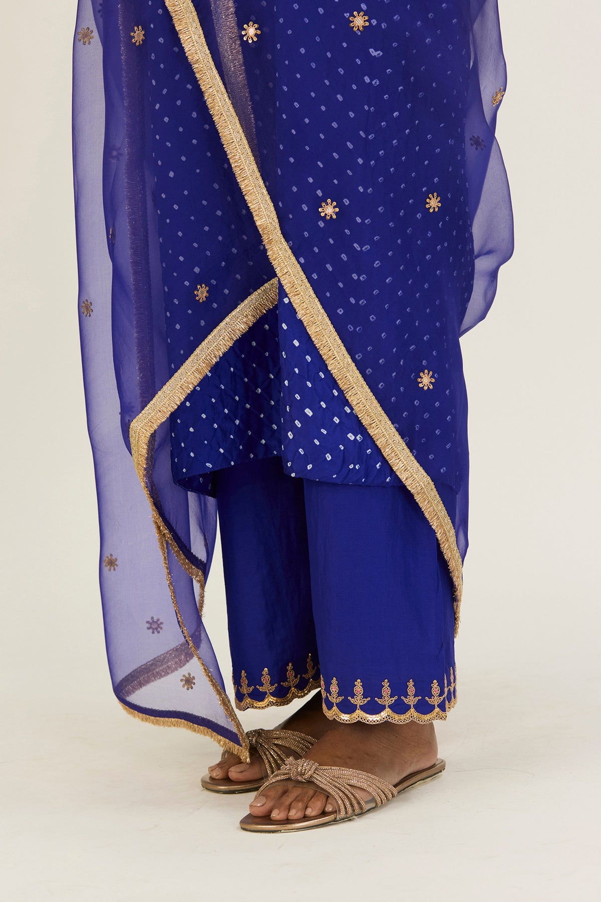 Rysa Royal Blue Bandhani Kurta &amp; Pants