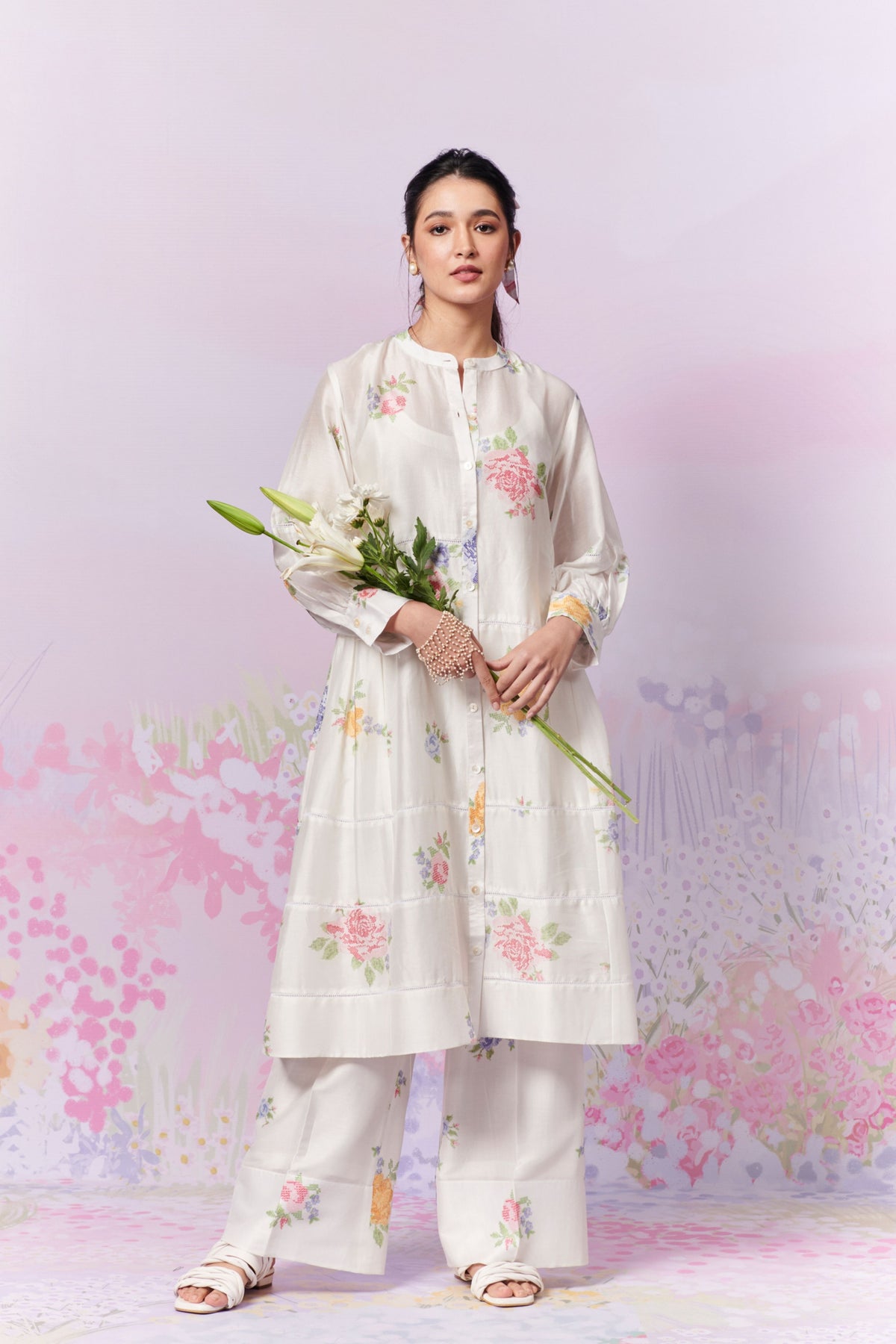 Summer Rose Kurta and Trousers Co-ord Set