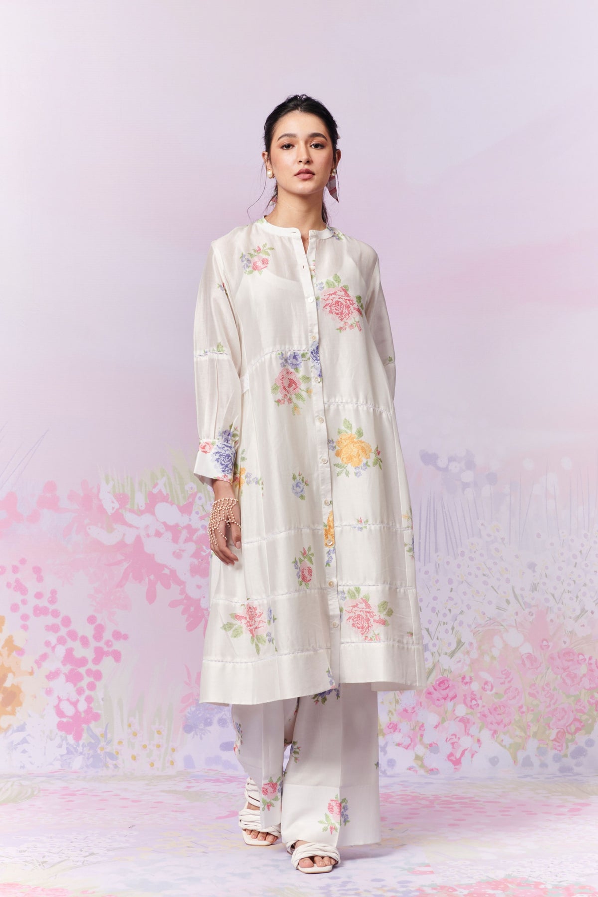 Summer Rose Kurta and Trousers Co-ord Set