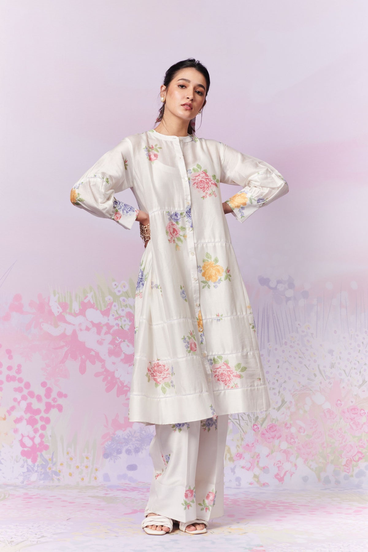 Summer Rose Kurta and Trousers Co-ord Set