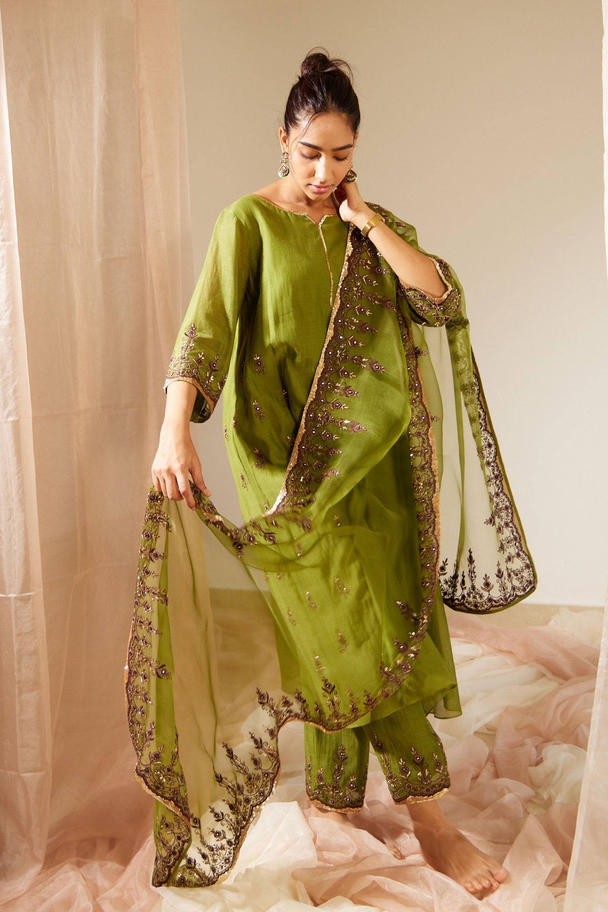 Green Poornima Dupatta