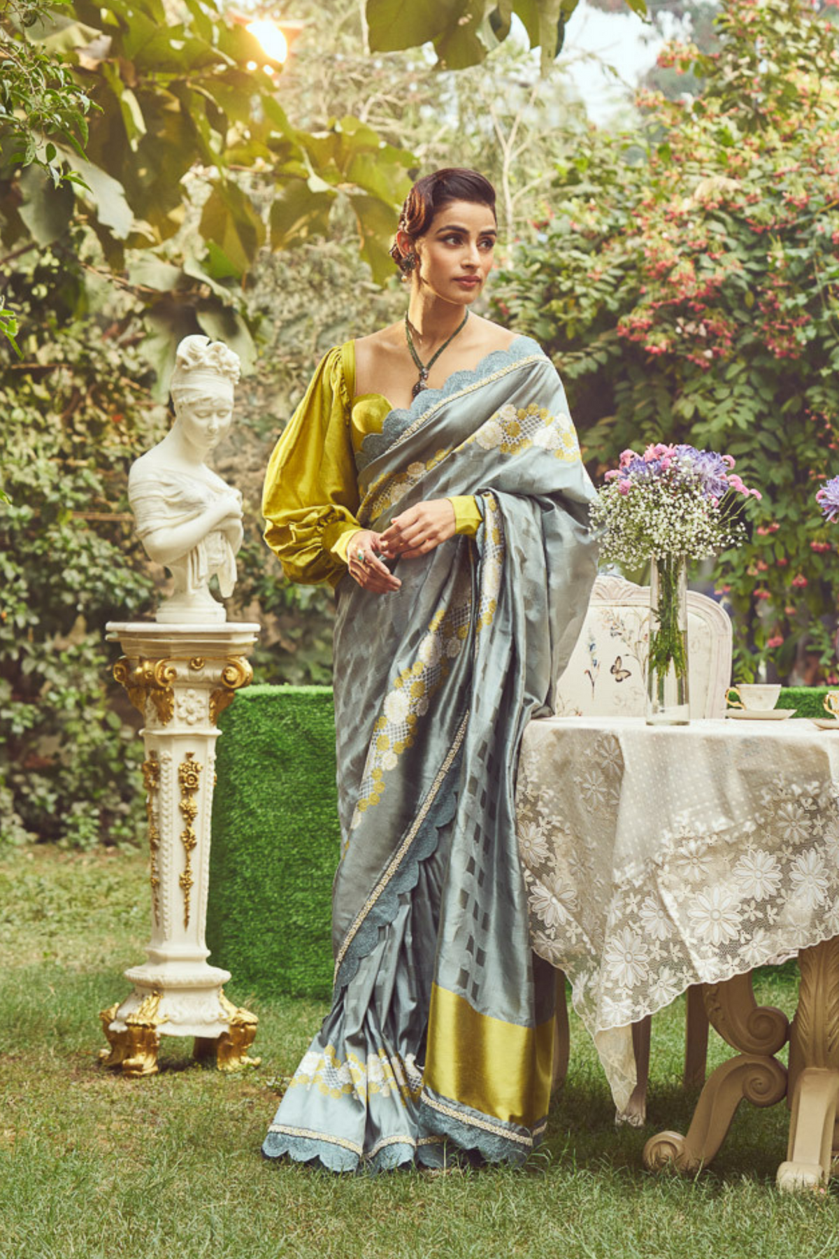 Sage Green Meenakari Zari Handloom Sari