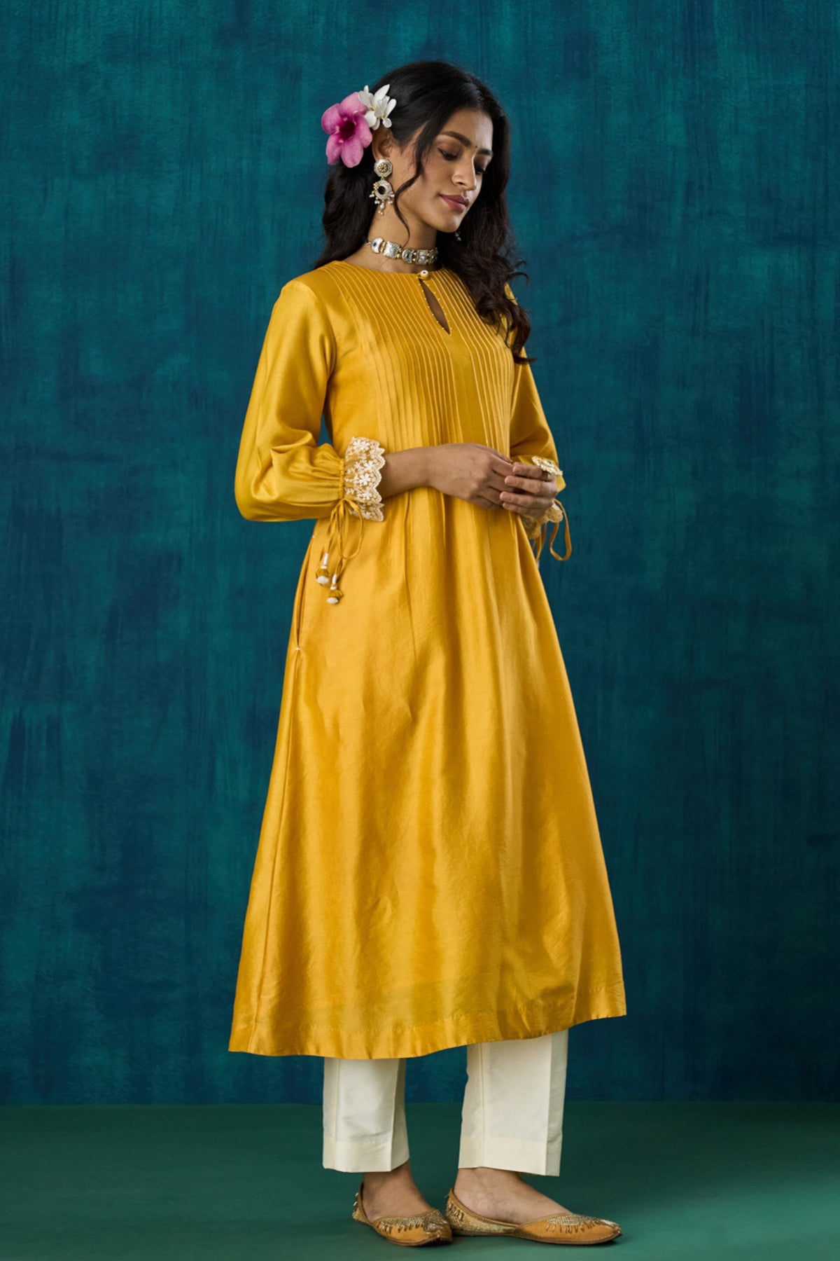 Mango Yellow Flowy Kurta Sets