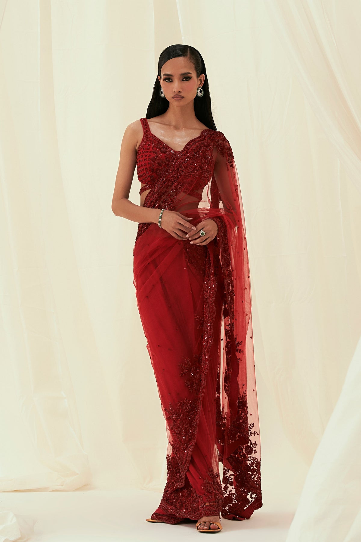 Red Lina Saree with Blouse