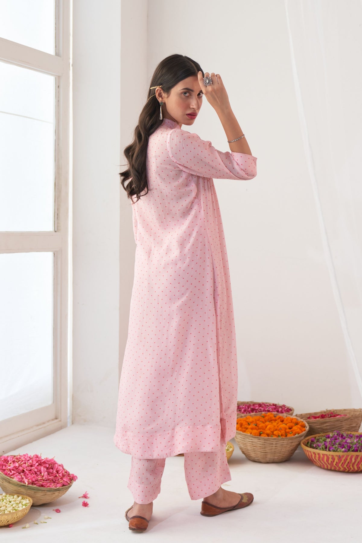 Powder Pink Cotton Kurta Palazzo