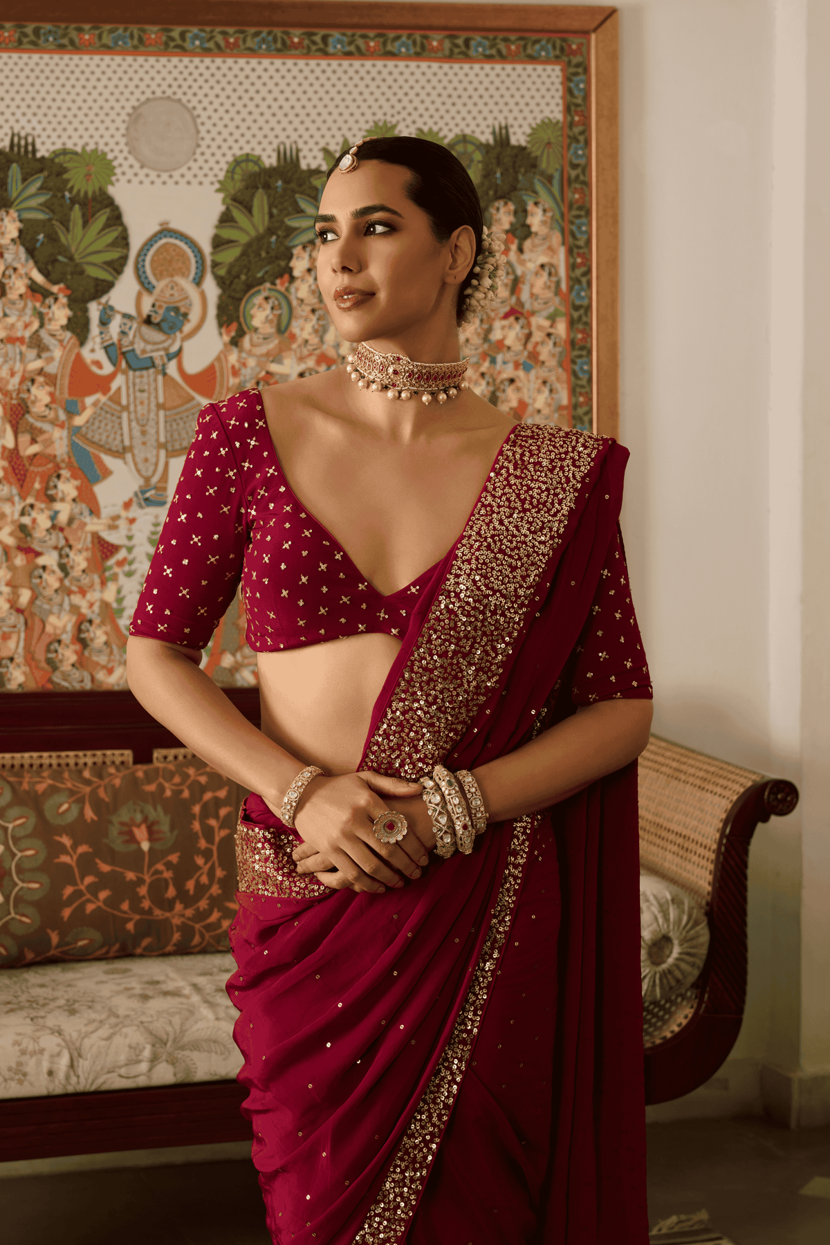 Mehroon Saree Set