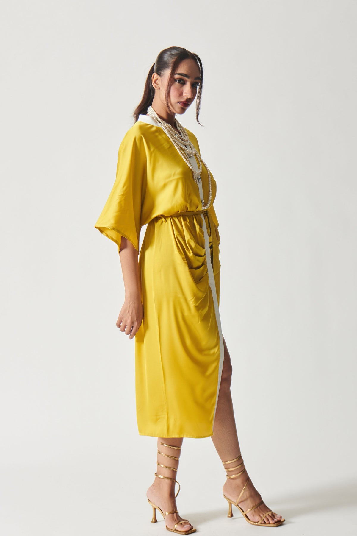 Dazzling Yellow Satin Maxi