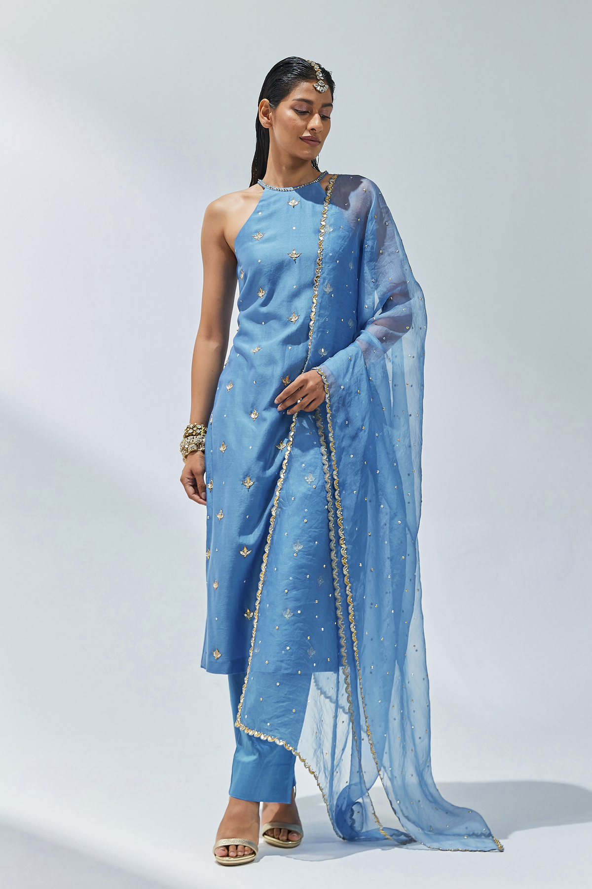 Cerulean Blue Embroidered Kurta Set