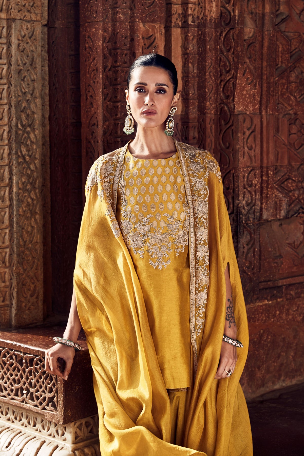 Turmeric Cape with Kurta Set