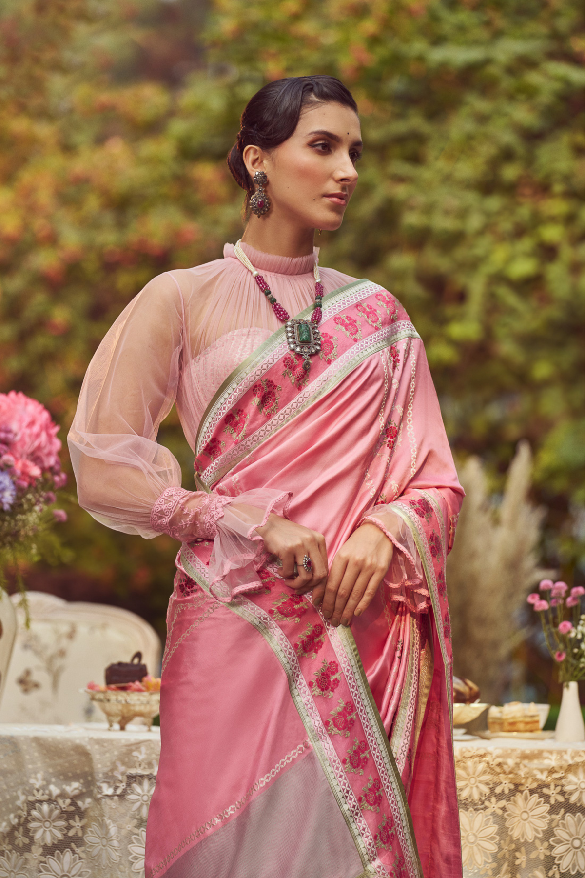 Pink Meenakari Zari Handloom Sari