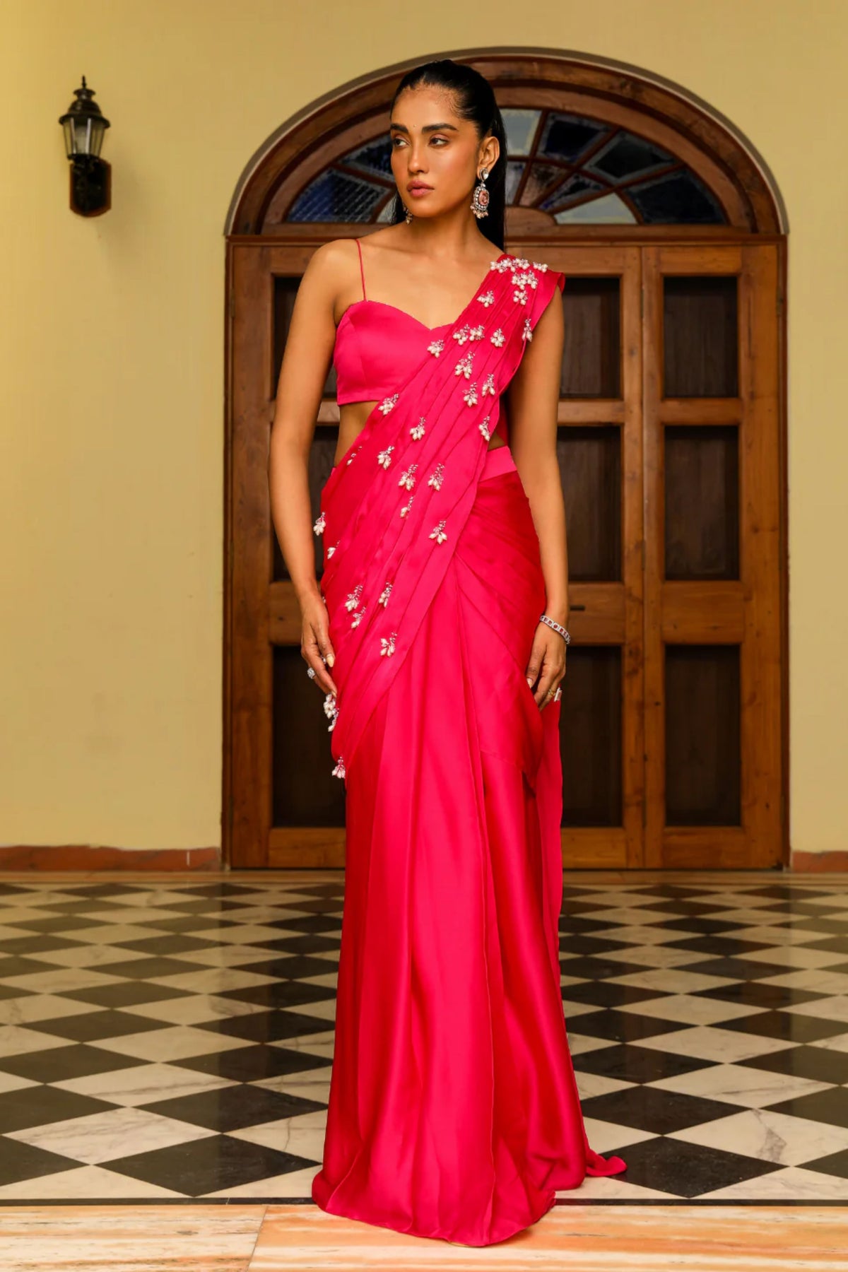 Rani Pink Drape Saree