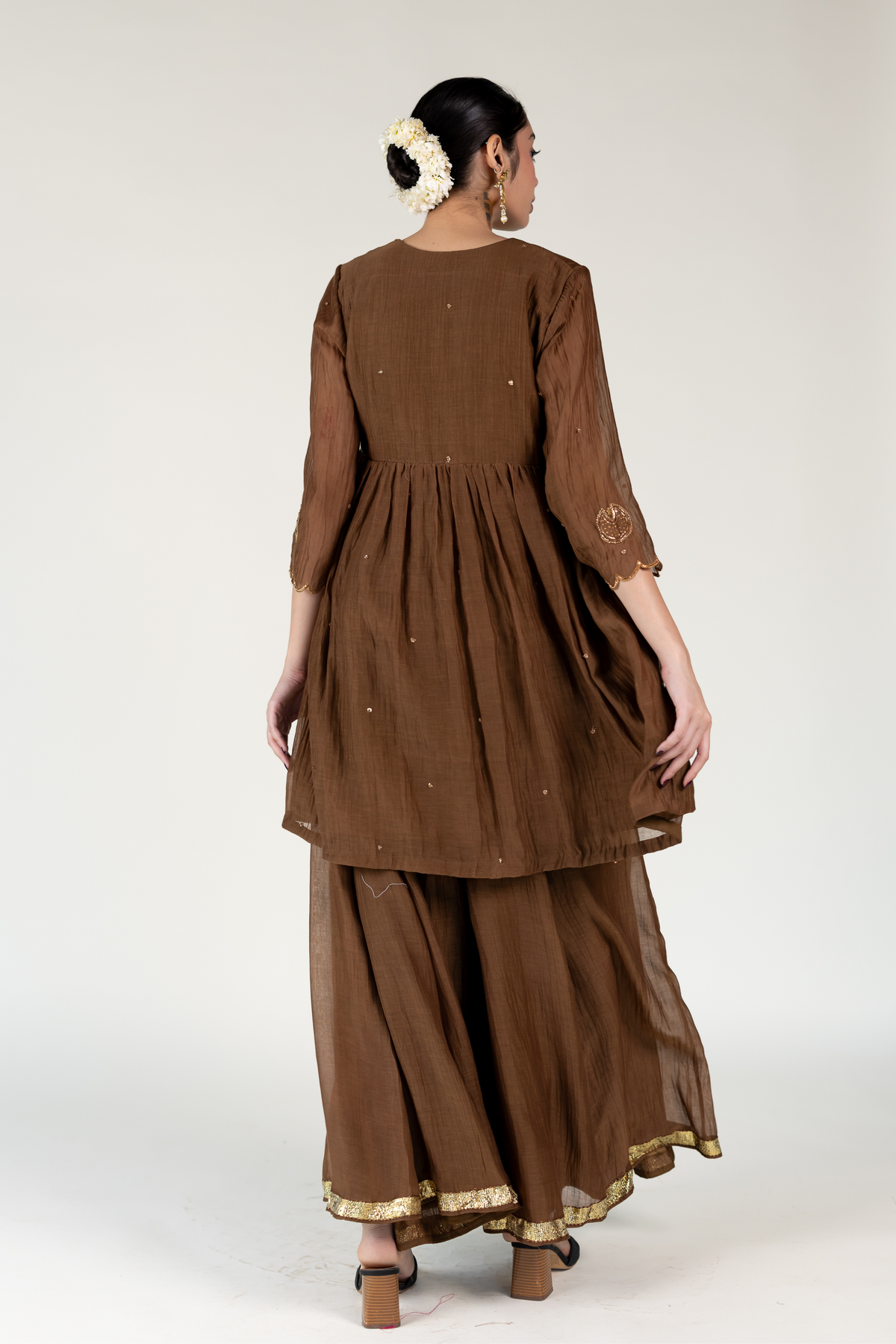 Brown Ruhma Sharara Set