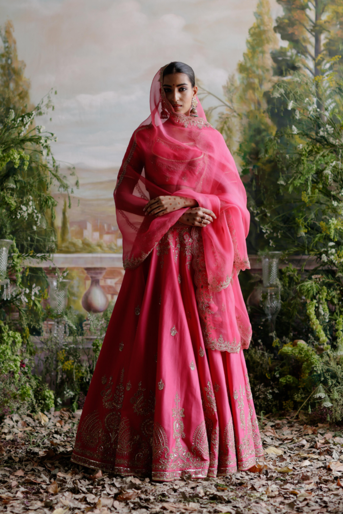 Pink Chanderi Lehenga Set