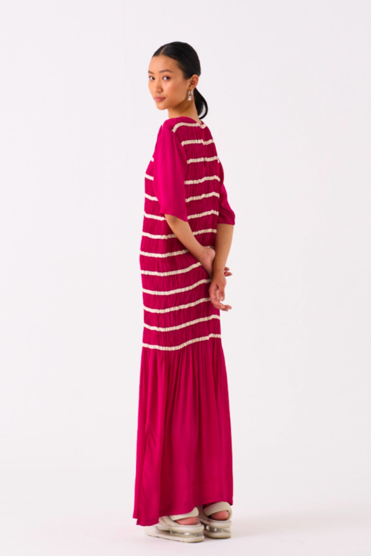 Shirring Fushia Dress