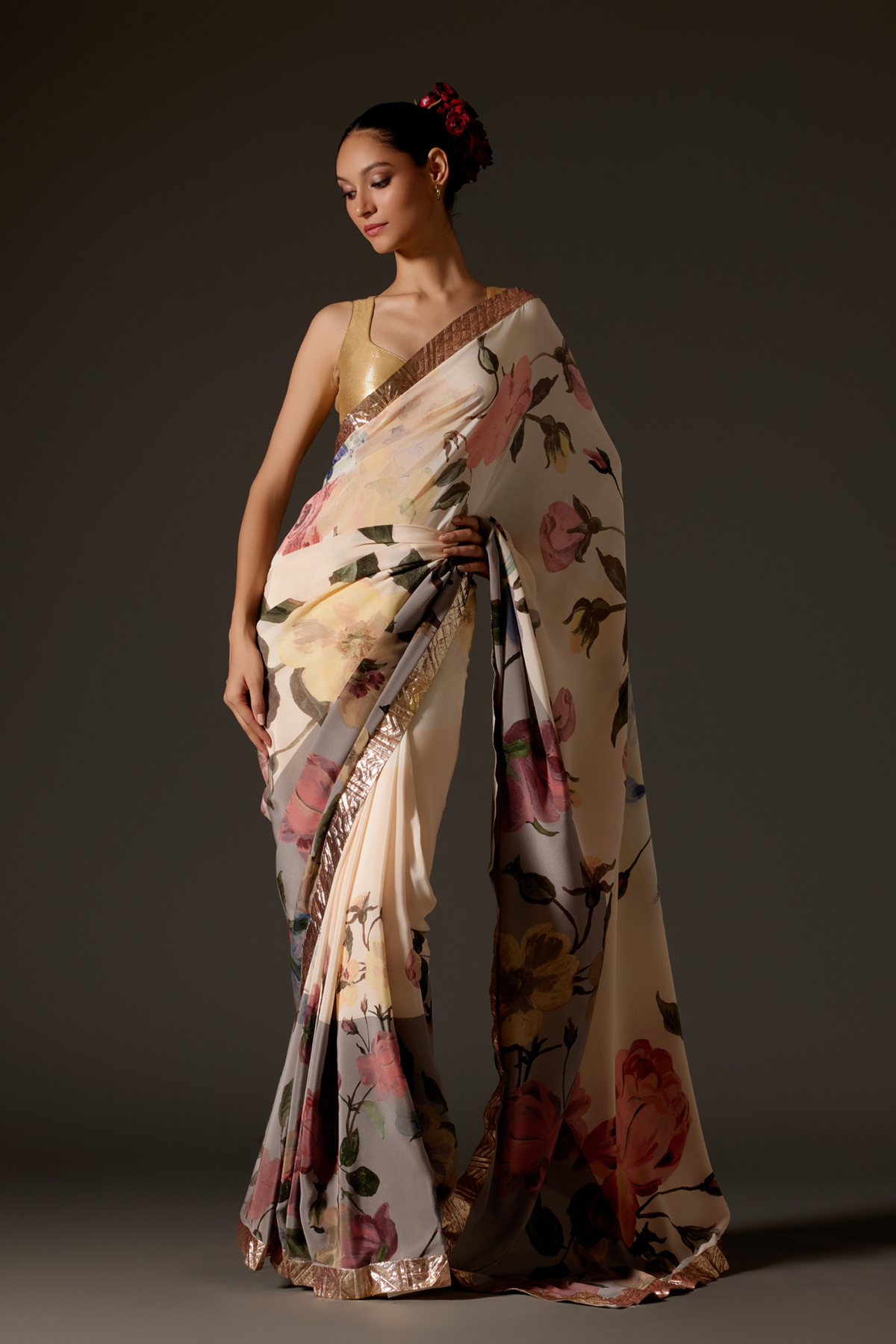 Ivory Saree With Digital Print