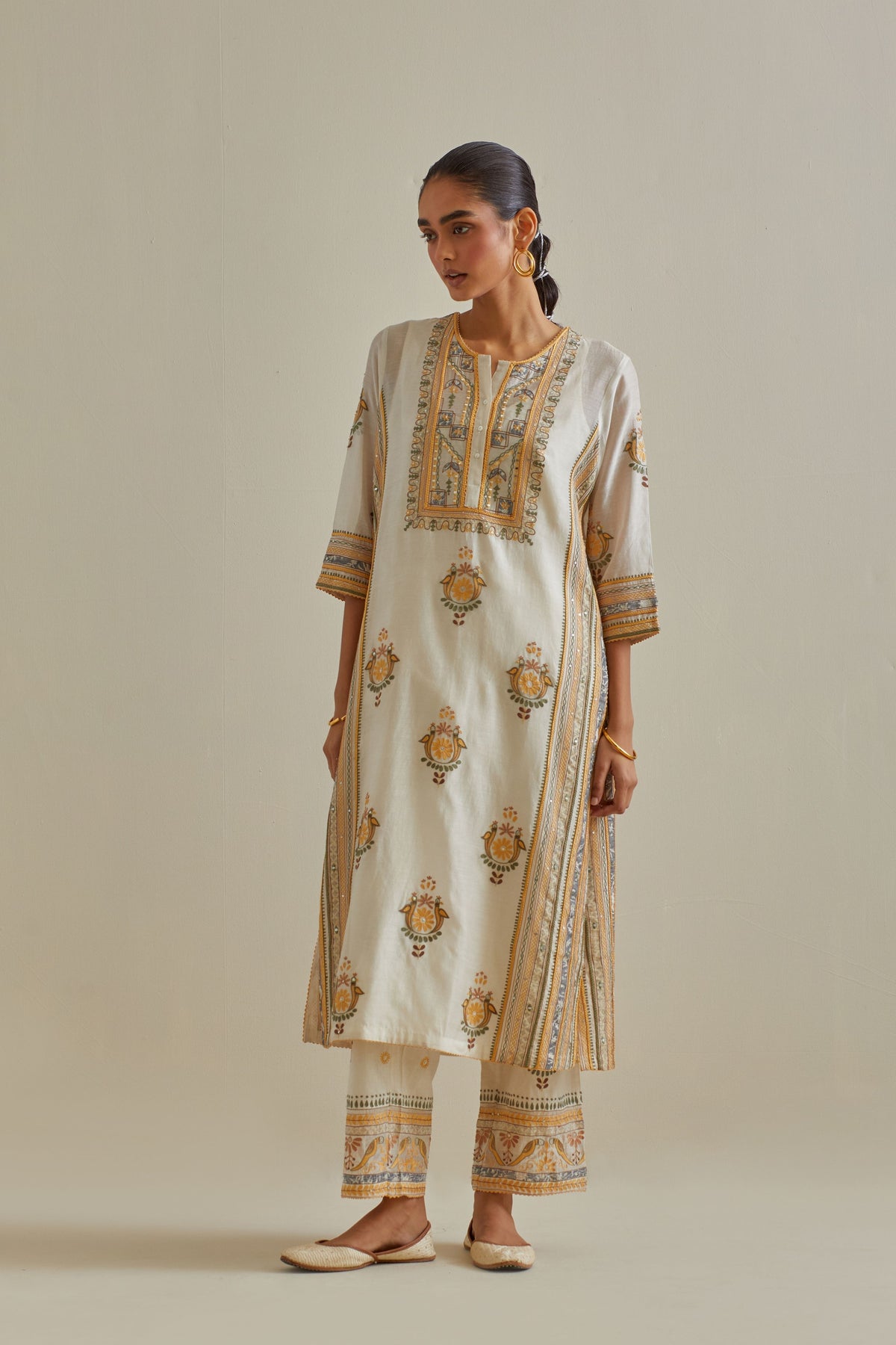 Yellow Sequins Kurta Set