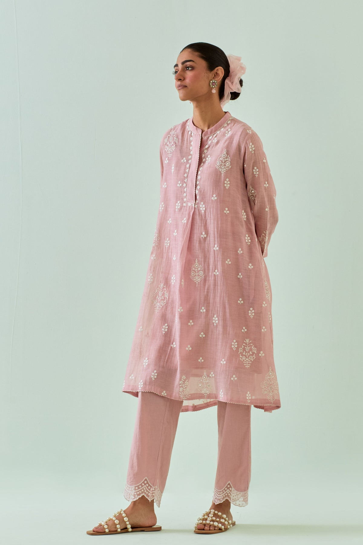 Pink Dori Embroidery Kurta Set