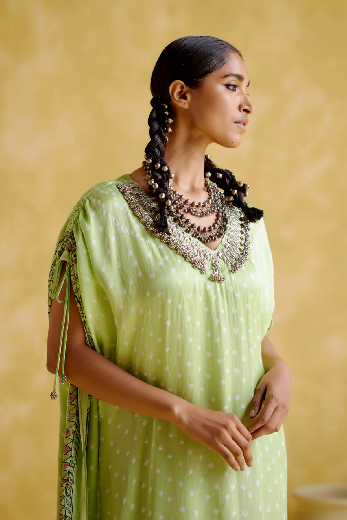 Anuradha Kalamkari Neon Kaftan