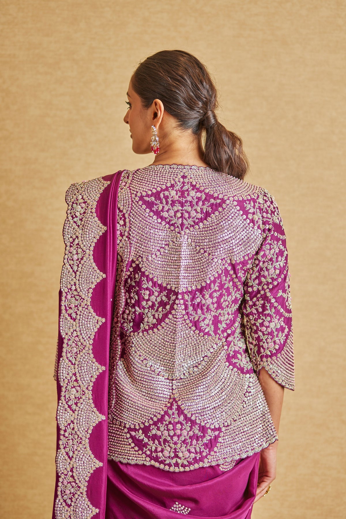 Aubergine Embroidered Saree