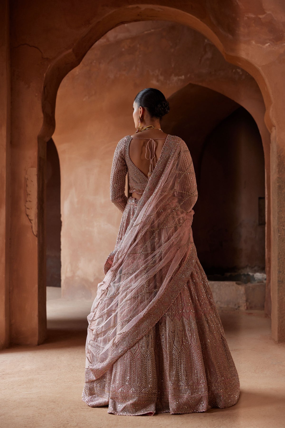 Rose Pink Net Lehenga Set