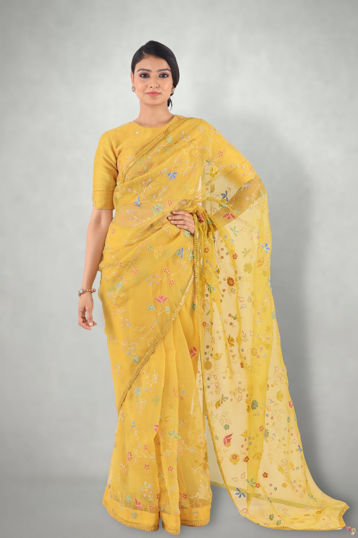 Mustard saree set