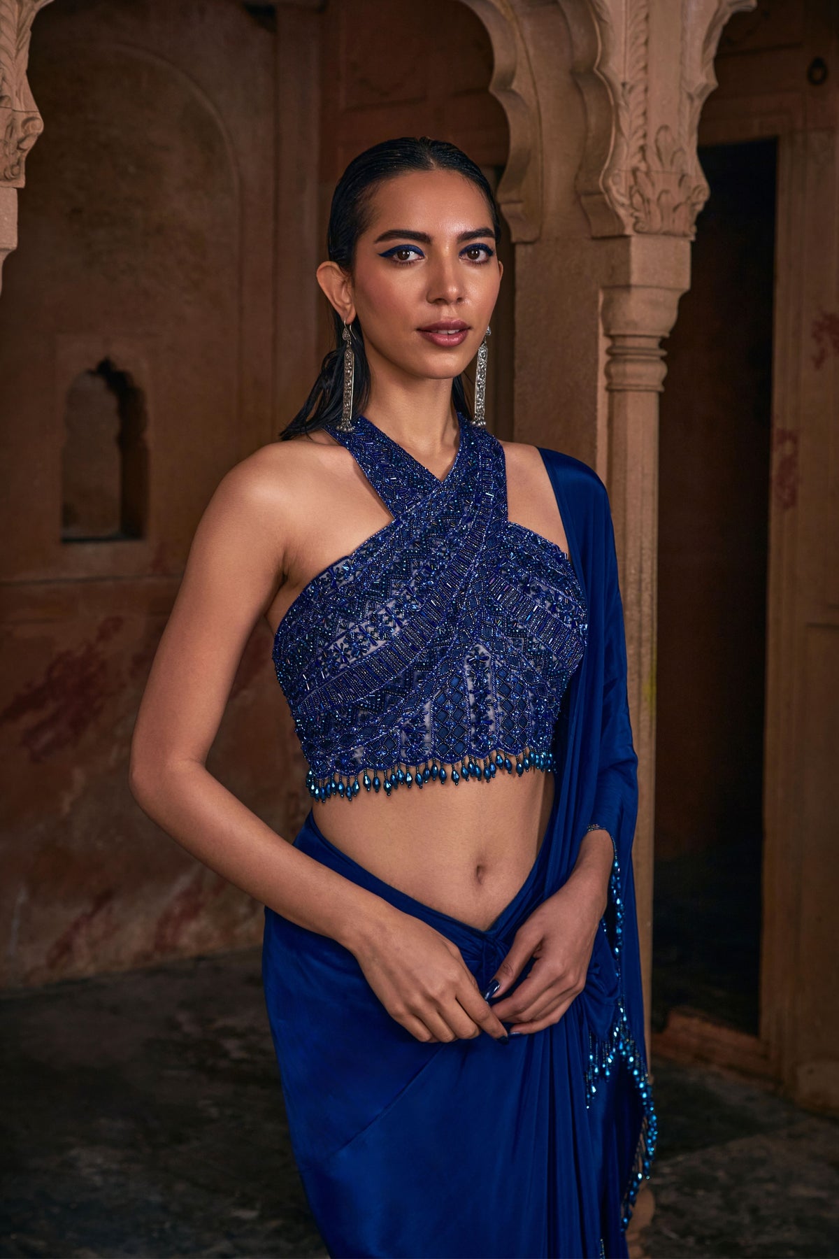 Dark Blue Saree Set