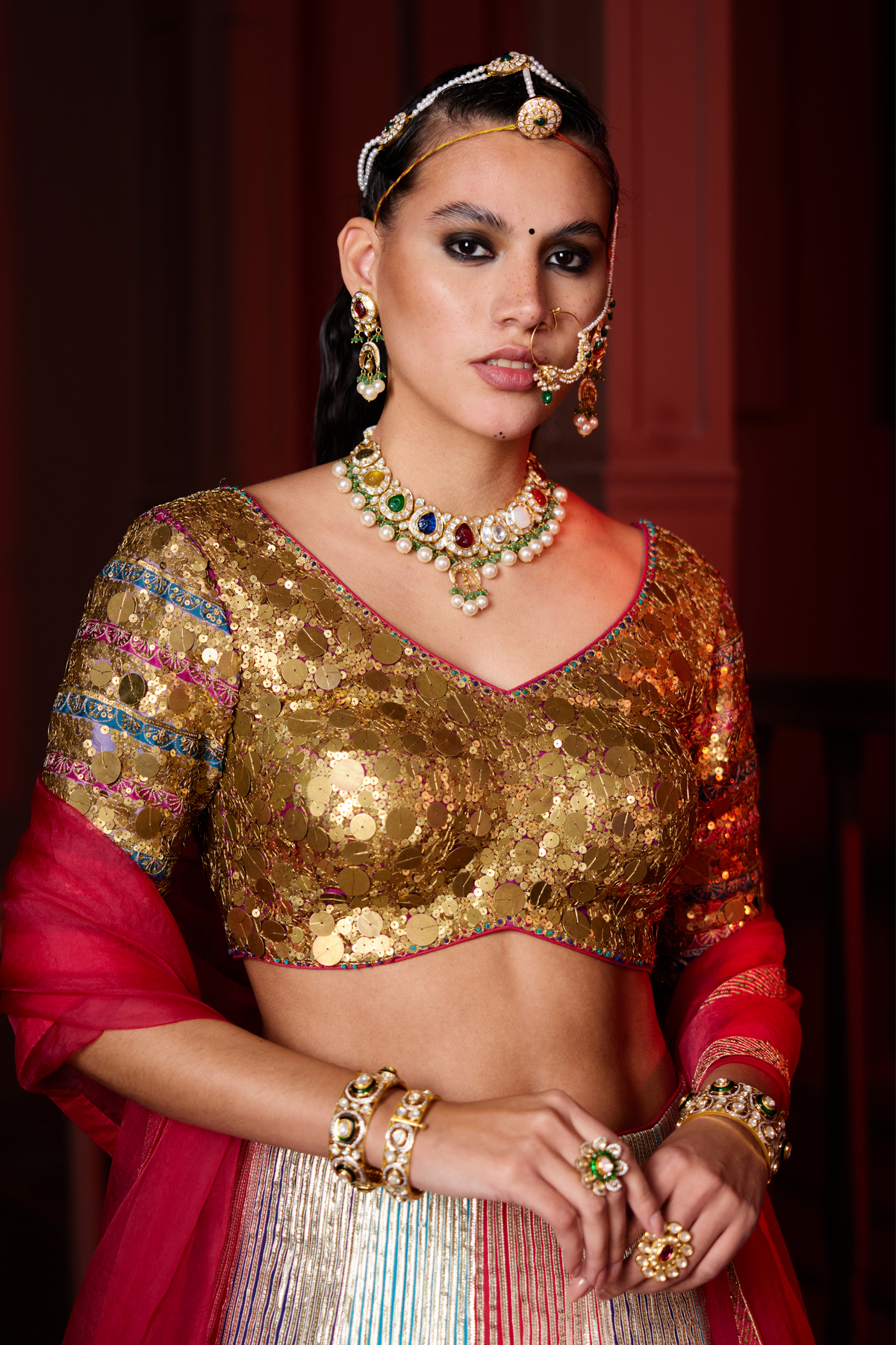 Panelled Gotta Lined Lehenga Set