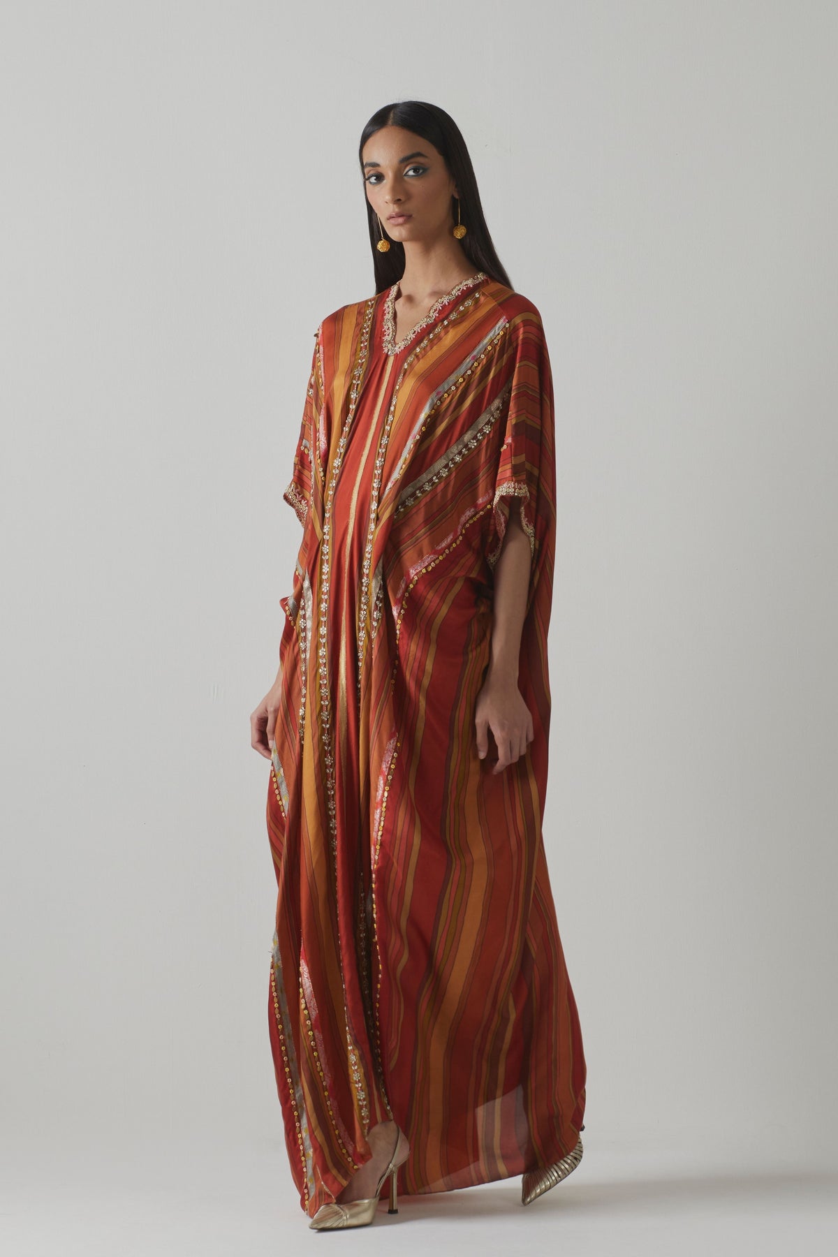 Orange Silk Kaftan