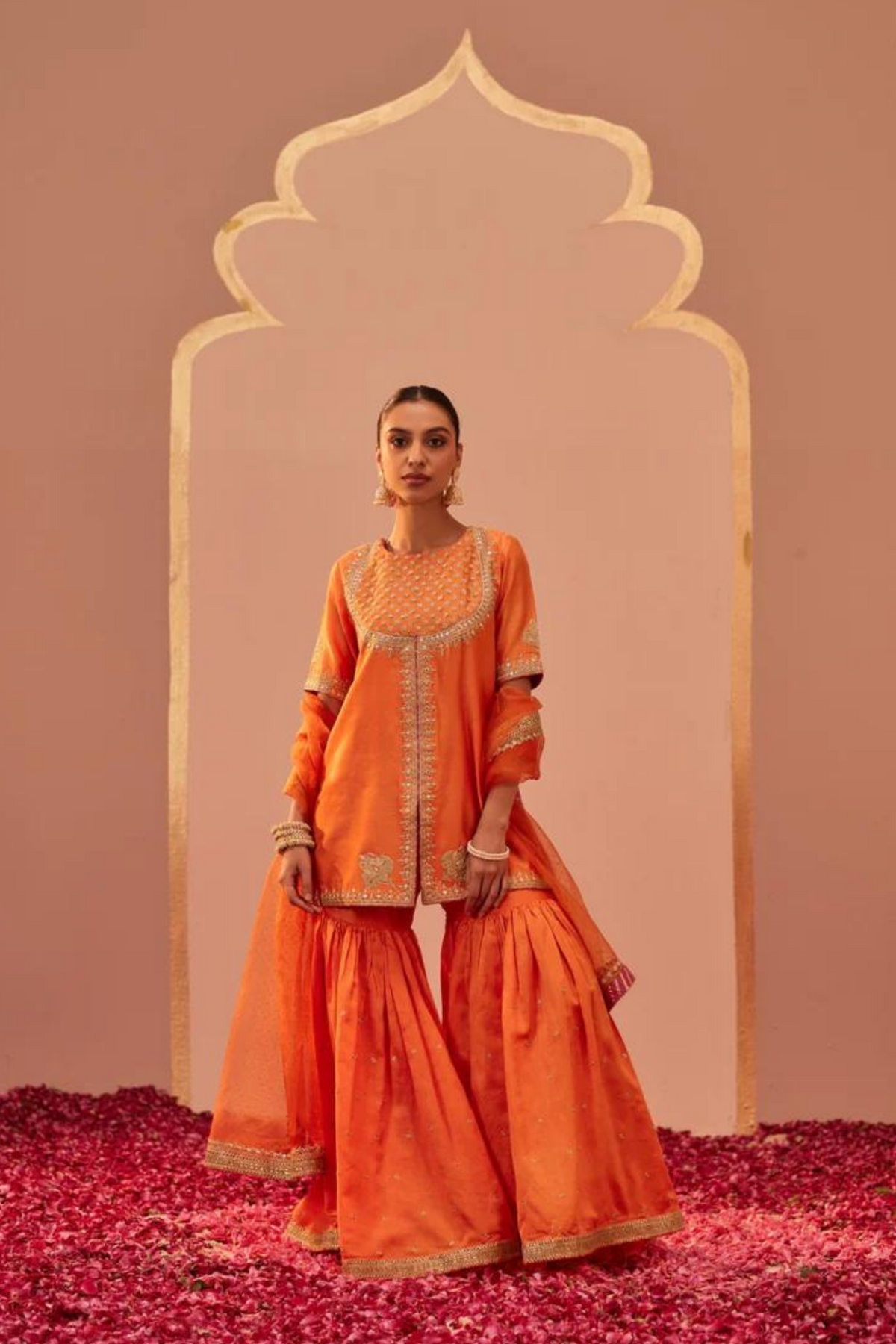 Suhair Orange Sharara Set