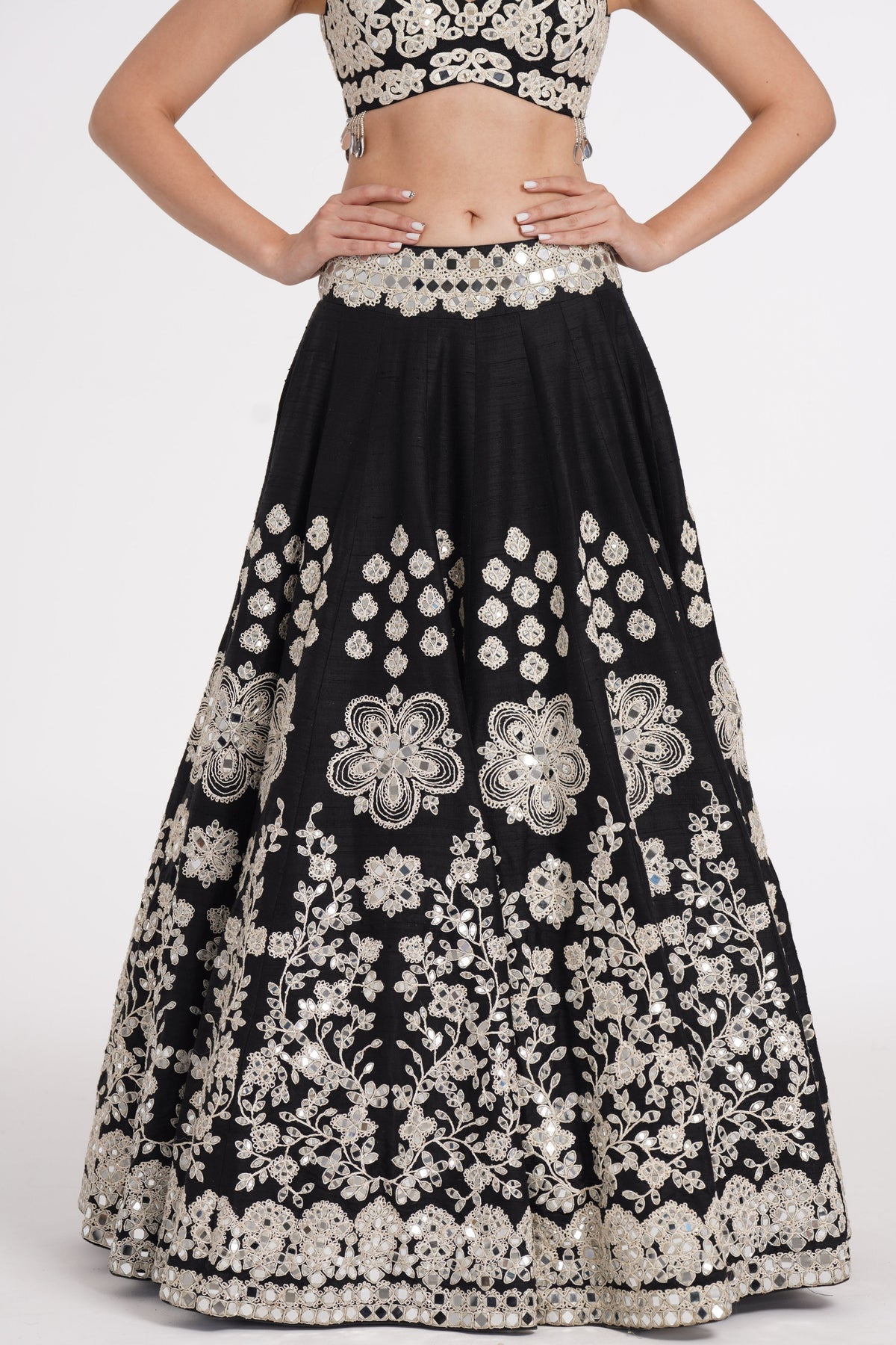 Jet Black Embellished Lehenga Set