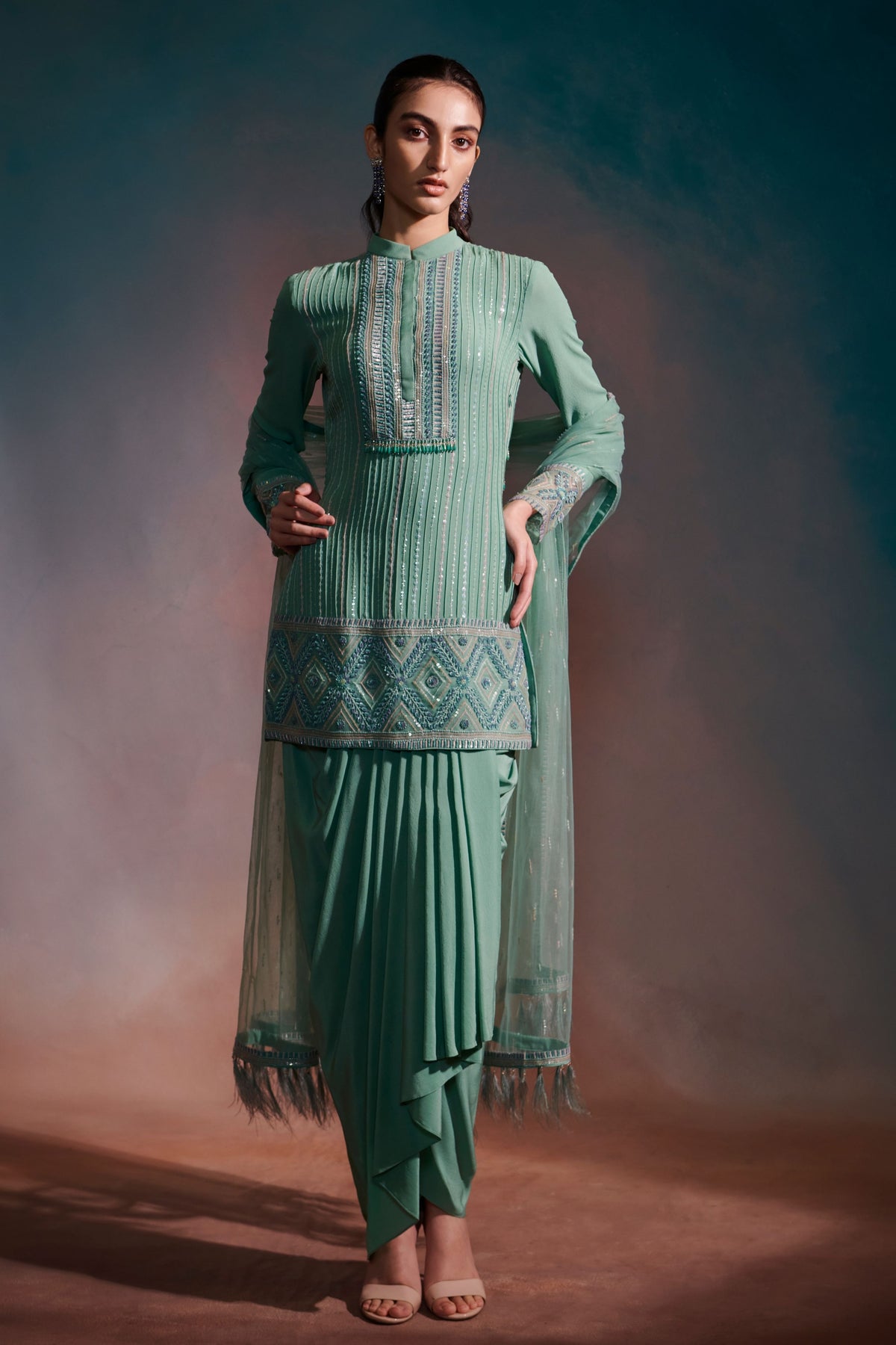 Kurta With Draped Skirt