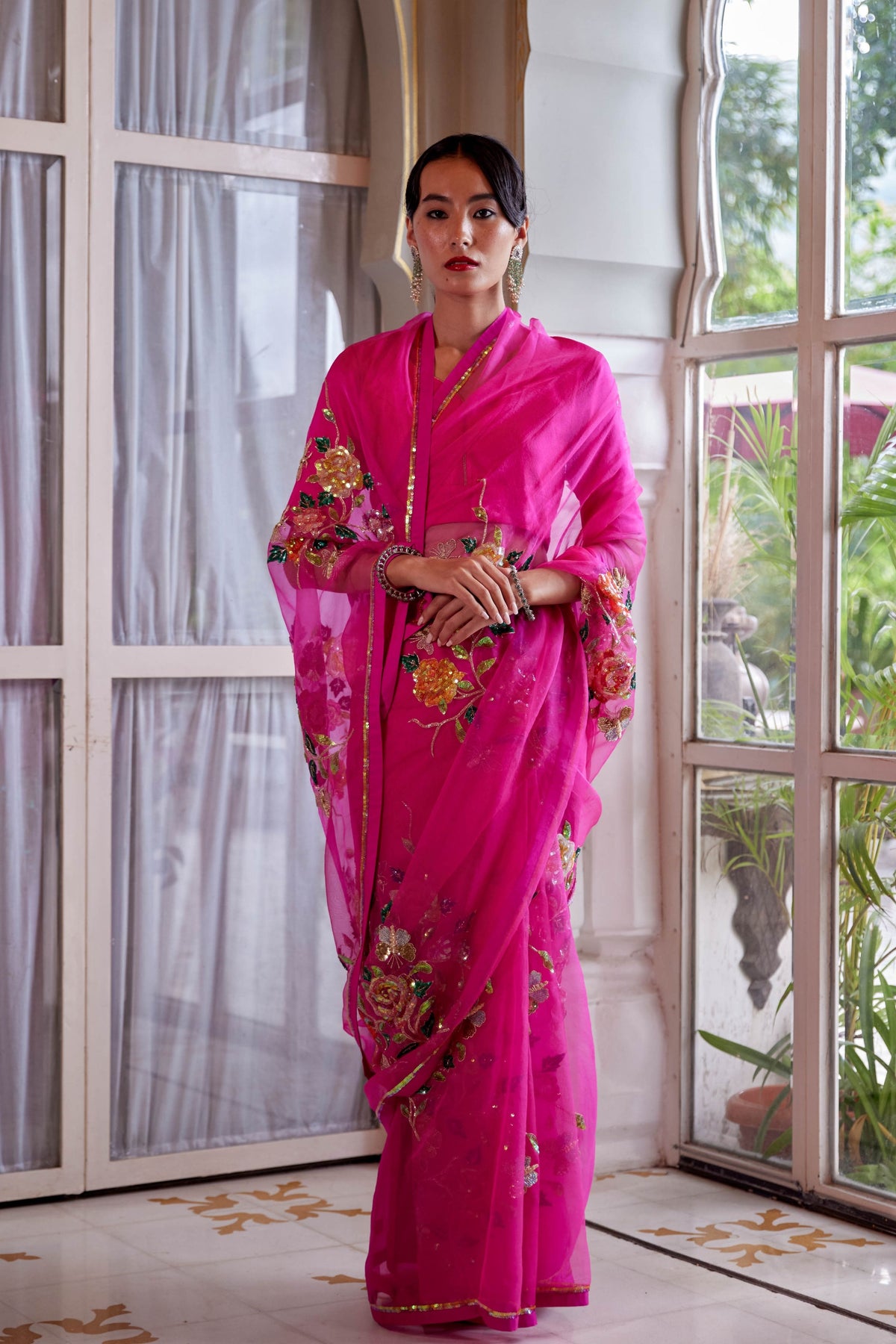 Raziya Hot Pink Saree