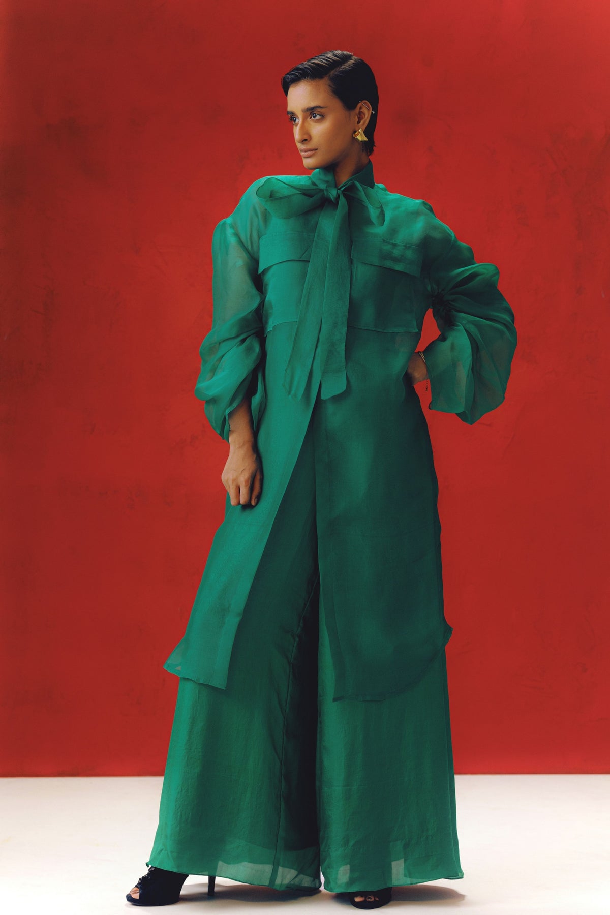 Green Palm Jacket With Jumpsuit