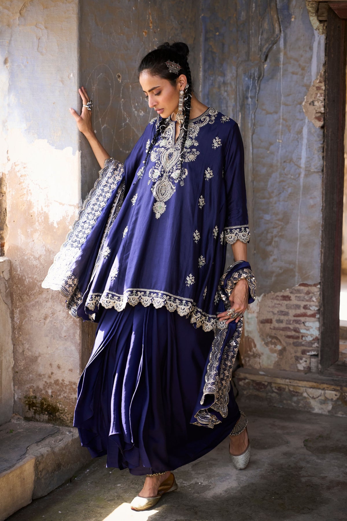 Embroidered Purple Kurta Set