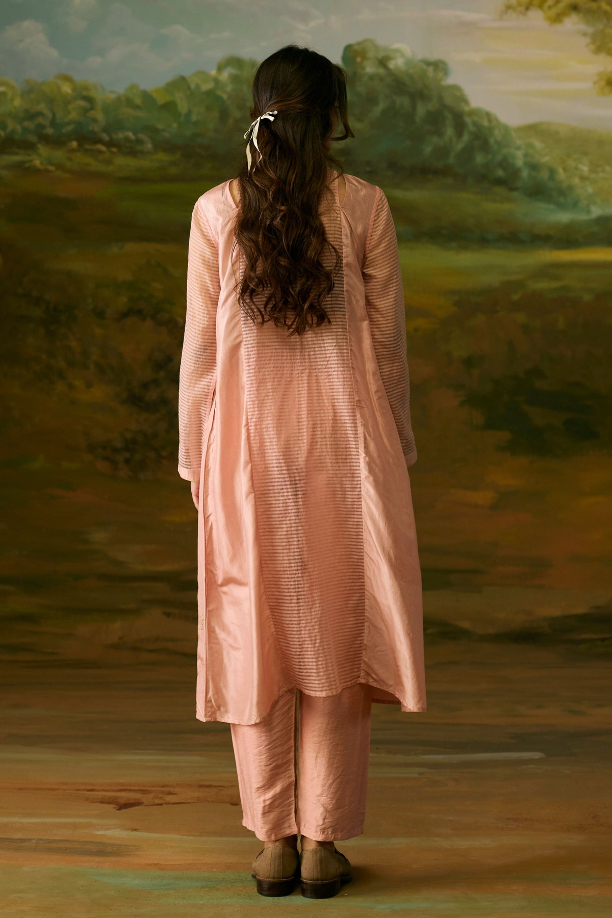 Coral Peach Embroidered Kurta