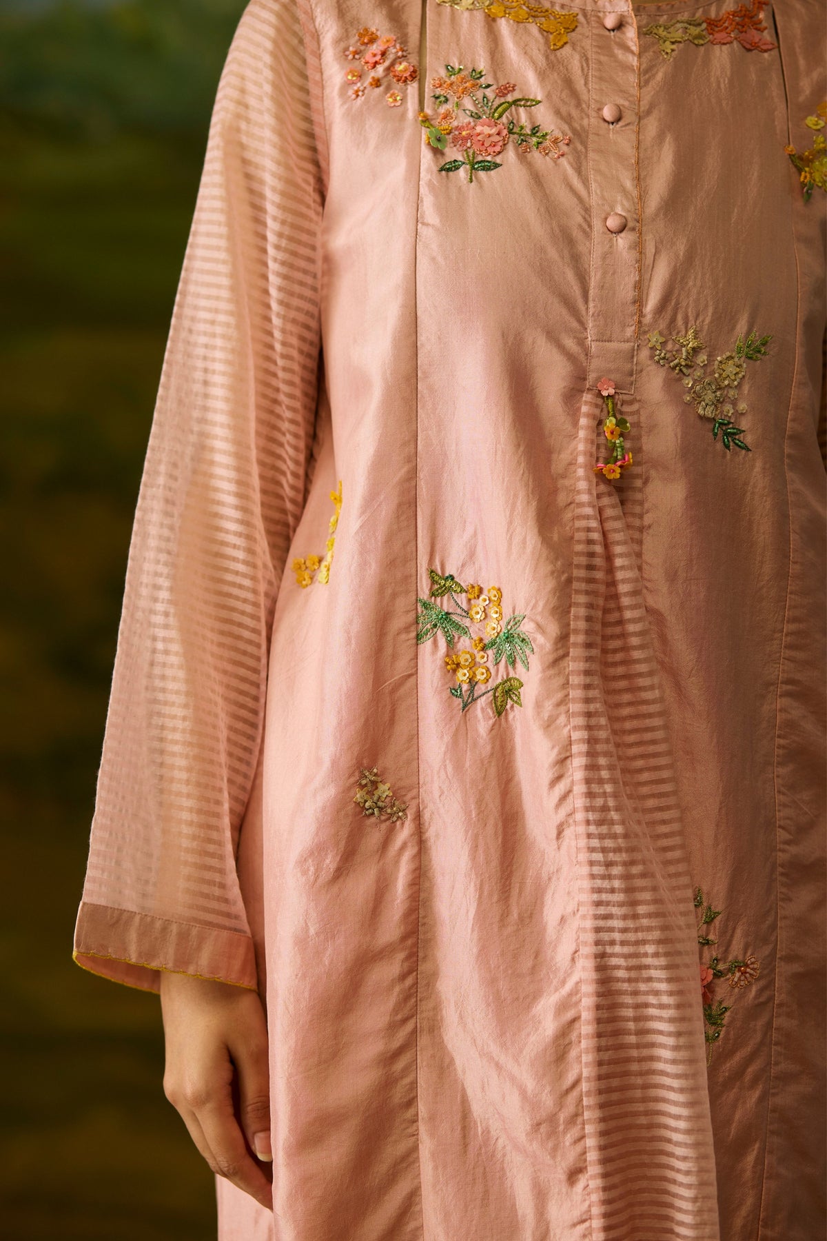 Coral Peach Embroidered Kurta