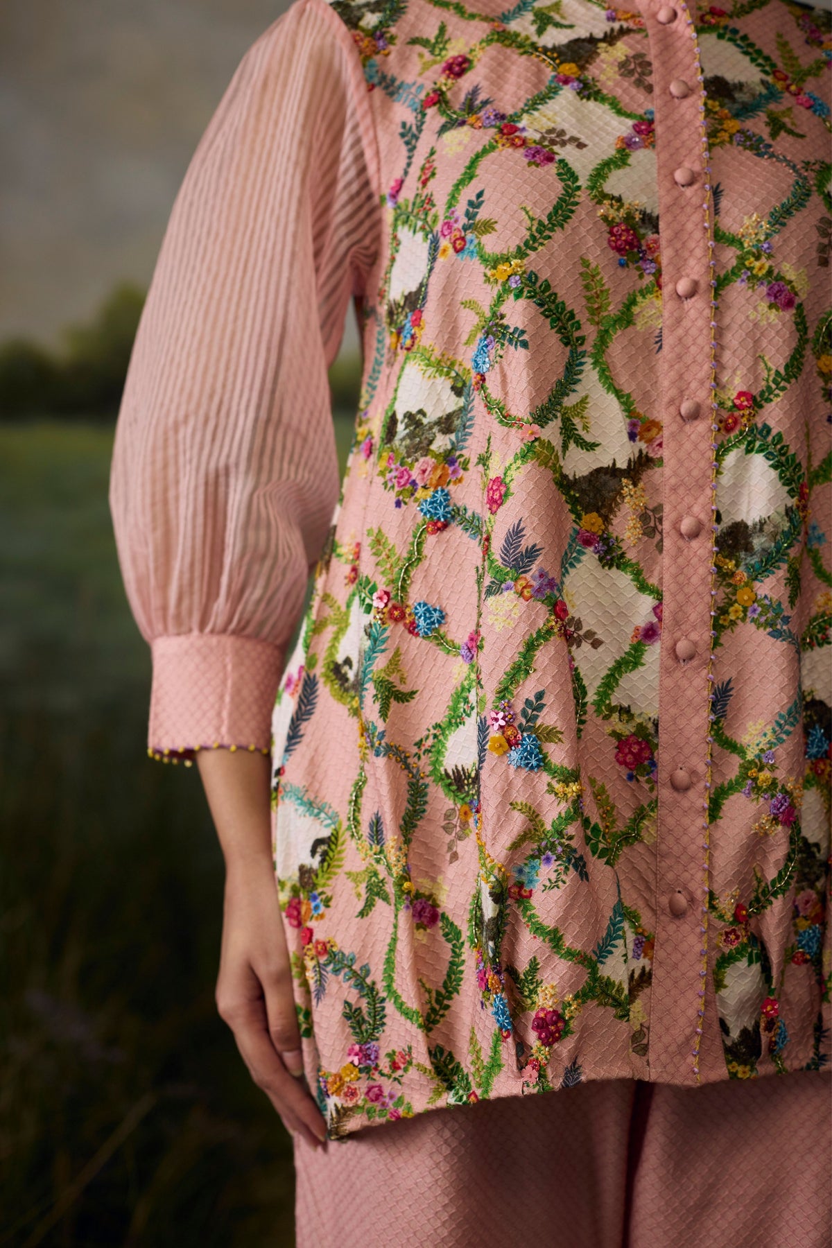 Coral Peach Floral Top