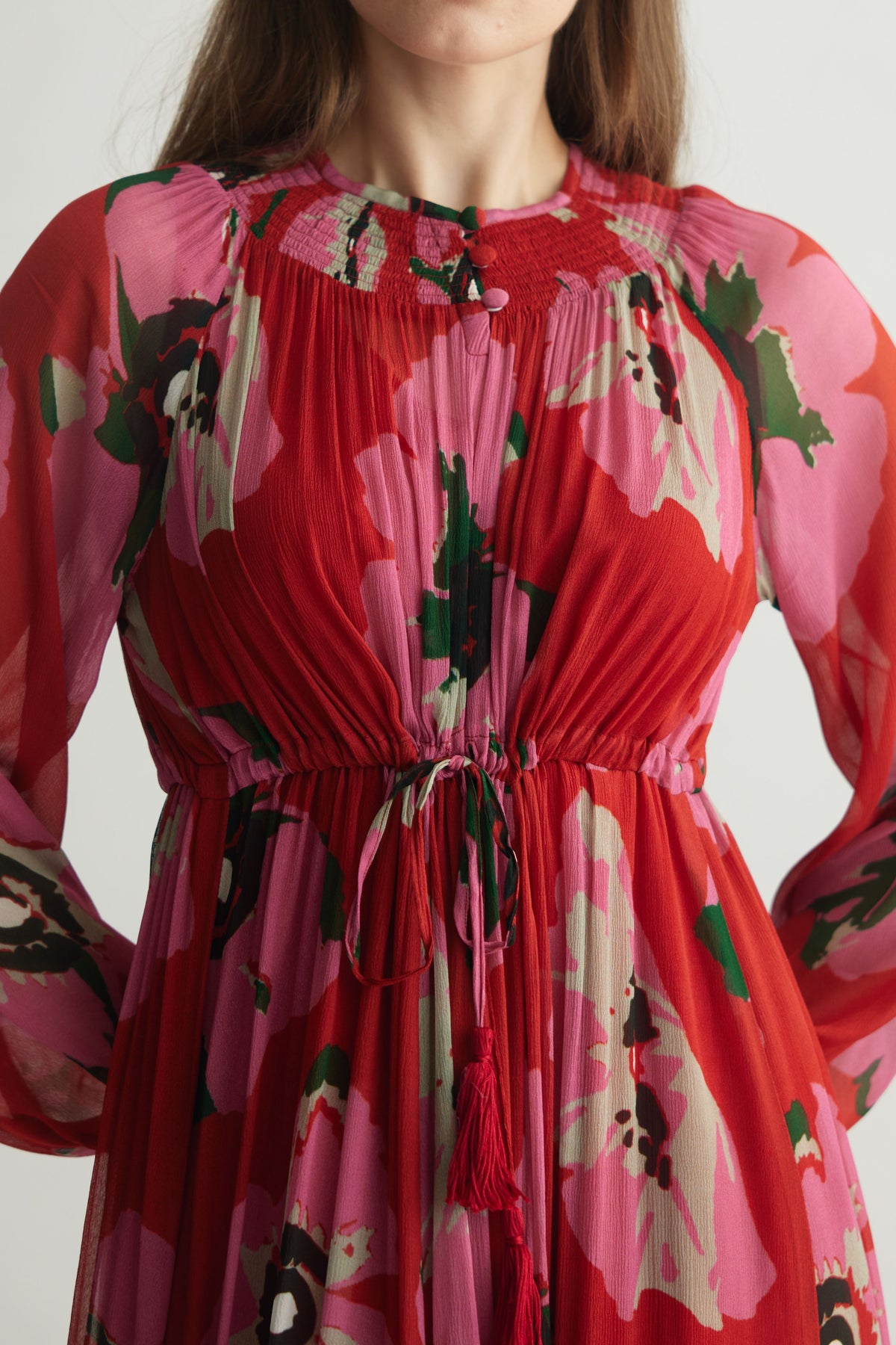 Red Floral Kaftan Dress