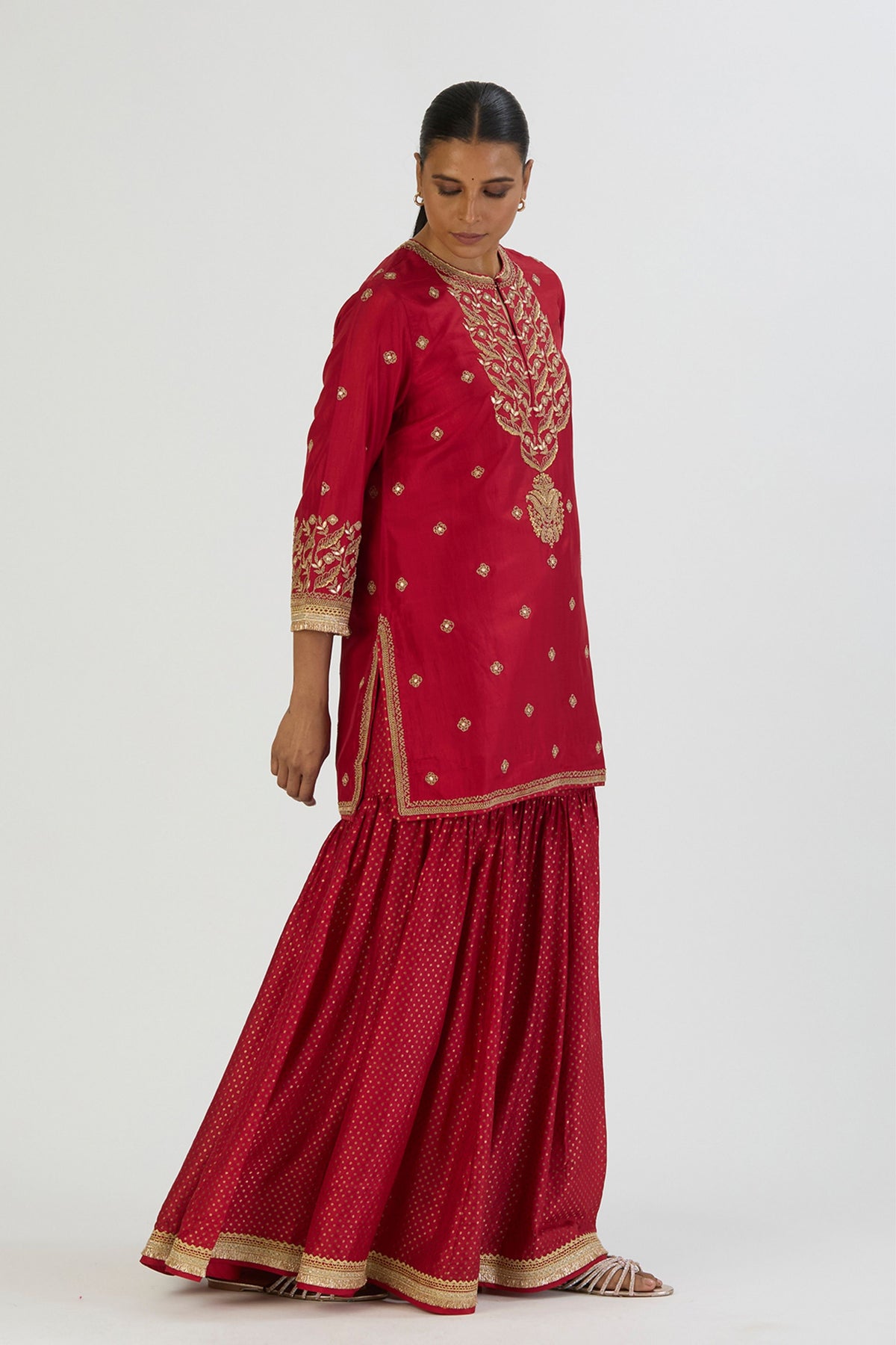 Red Urmi Kurta and Sharara