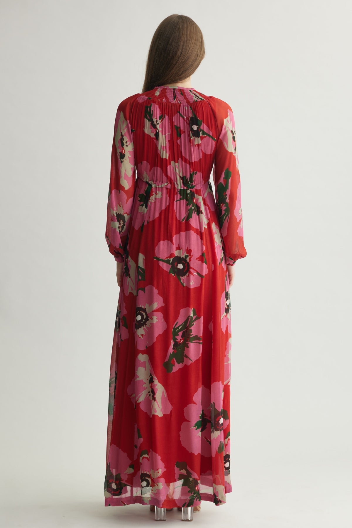 Red Floral Kaftan Dress