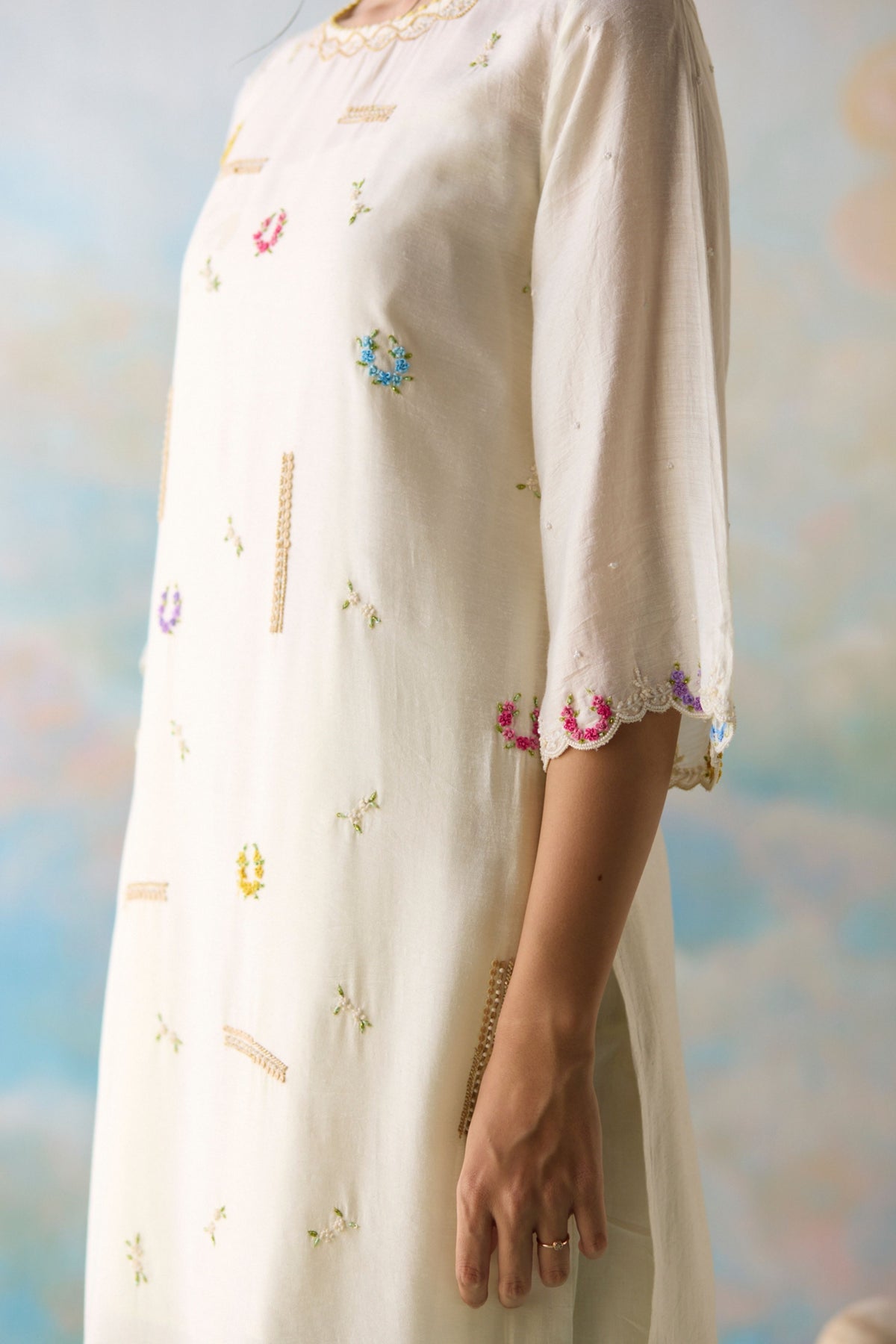 Cloud Embroidered Kurta Set