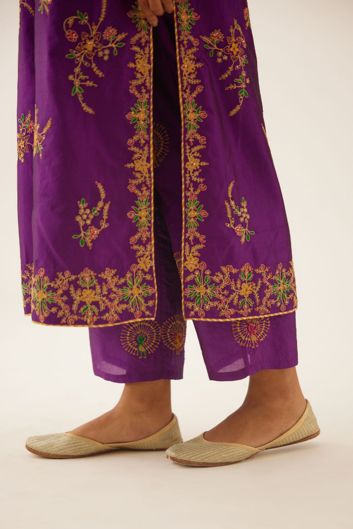 Plum Purple Straight  Silk Kurta Set