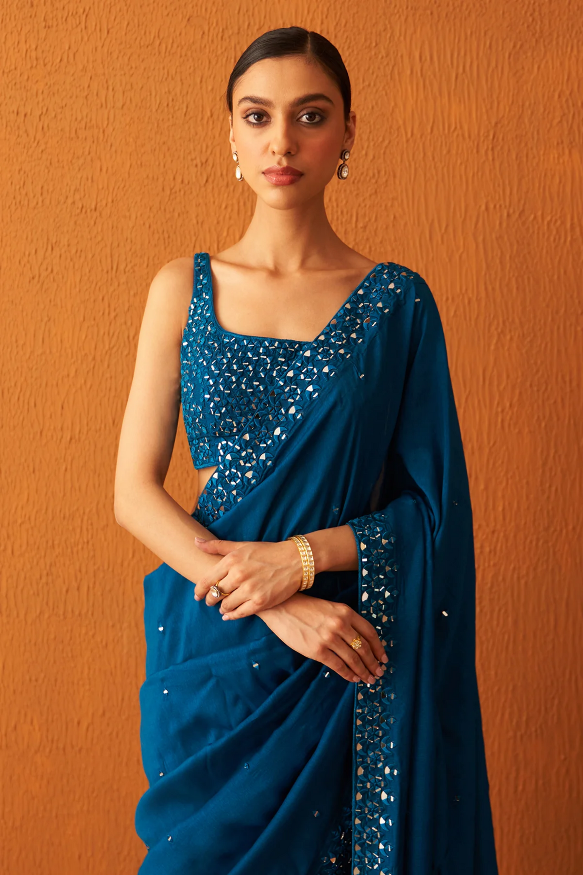 Peacock Blue Silk Saree